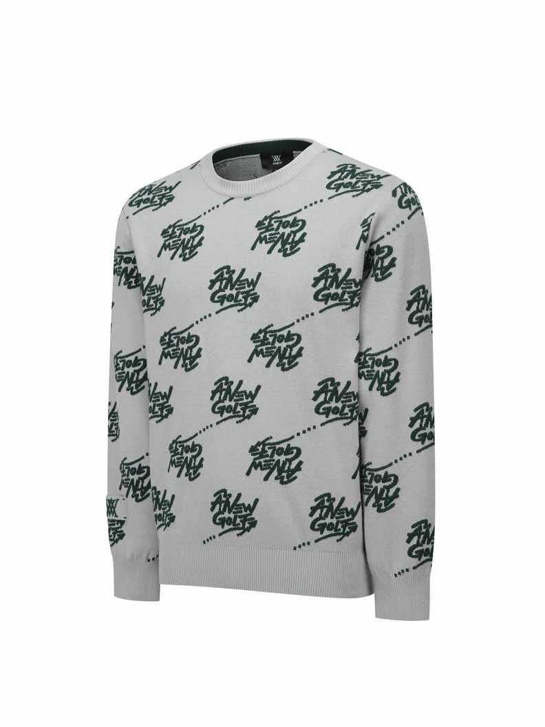 MEN LOGO PATTERN JACQUARD PULLOVER