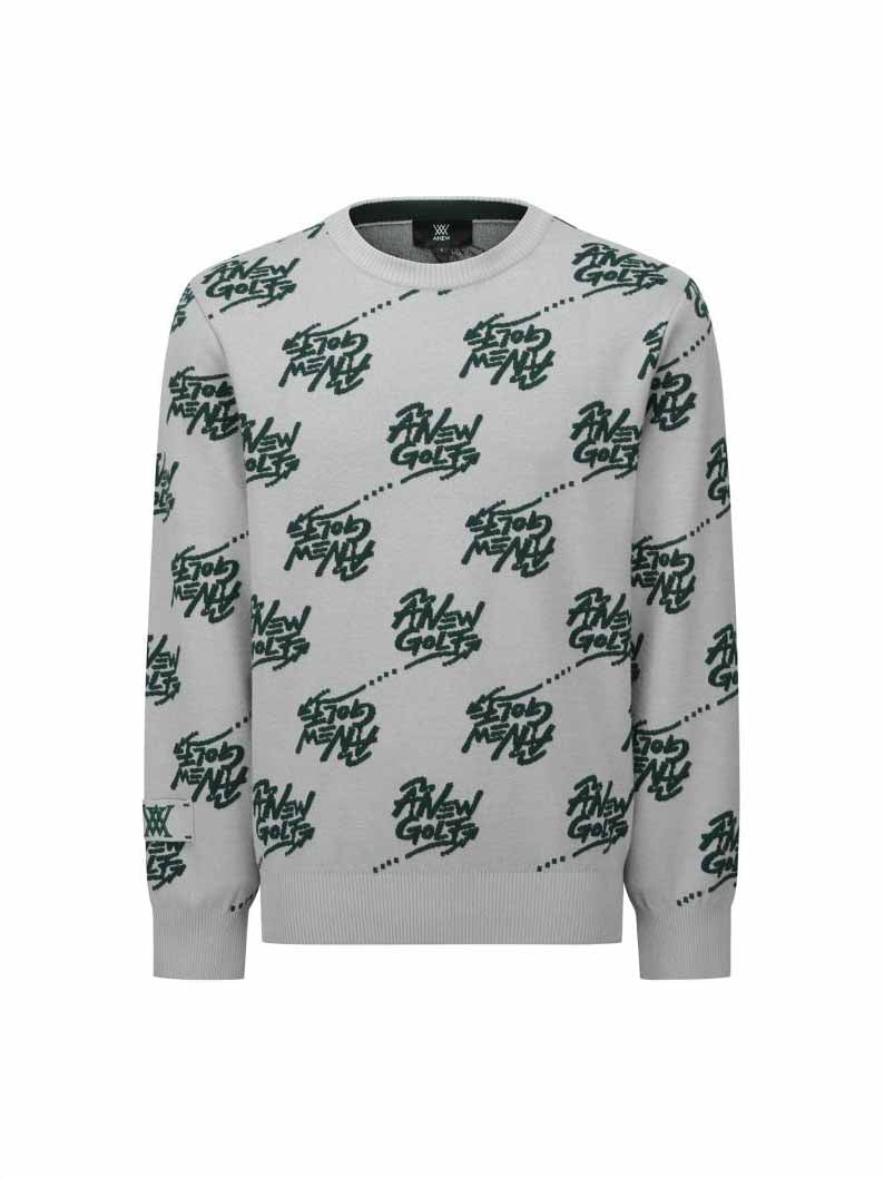 MEN LOGO PATTERN JACQUARD PULLOVER