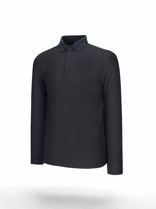 MEN COLLARED LOGO EMBO L/TS
