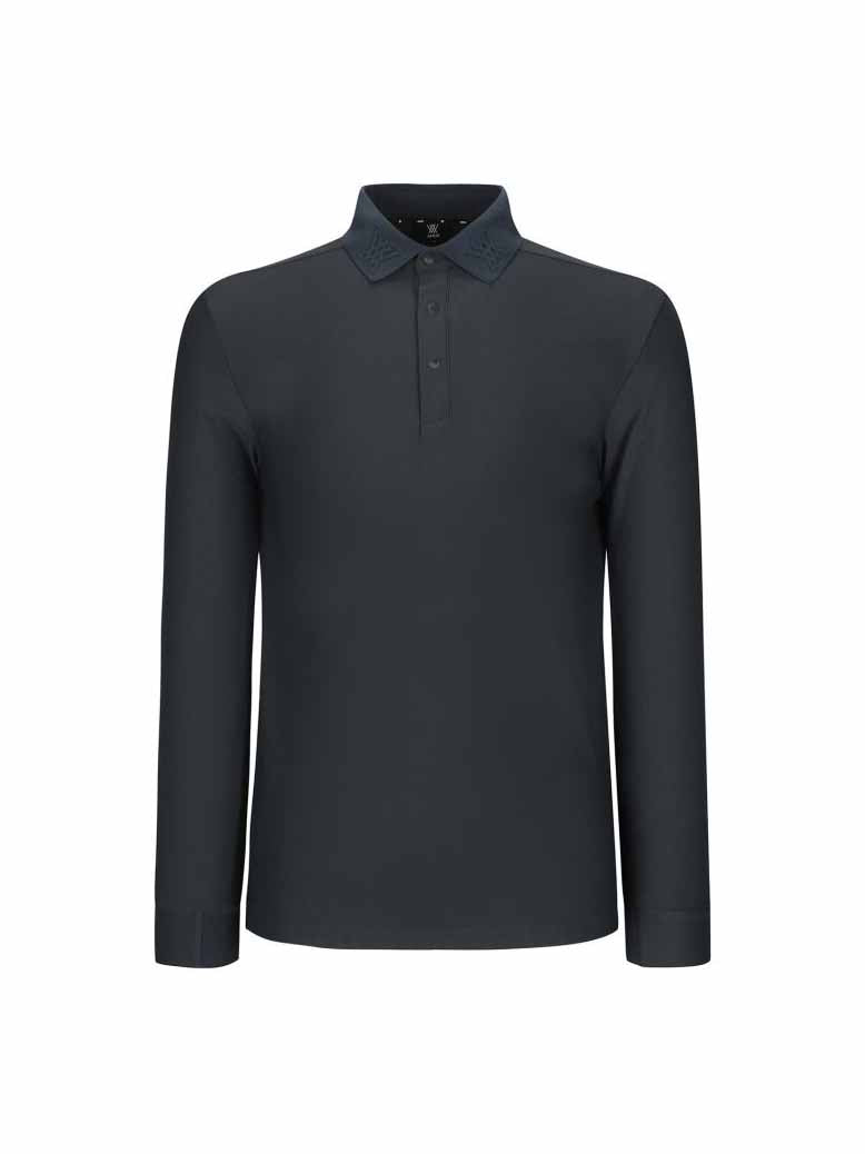MEN COLLARED LOGO EMBO L/TS