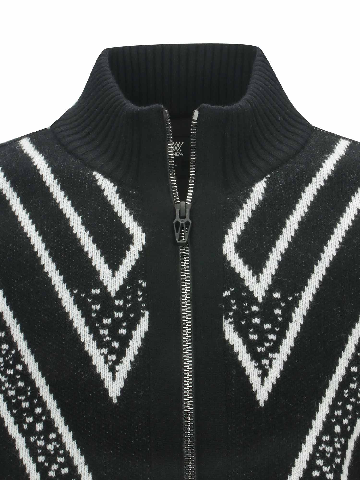MEN BIG LOGO INTARSIA WIND BLOCK ZIP-UP CARDICAN