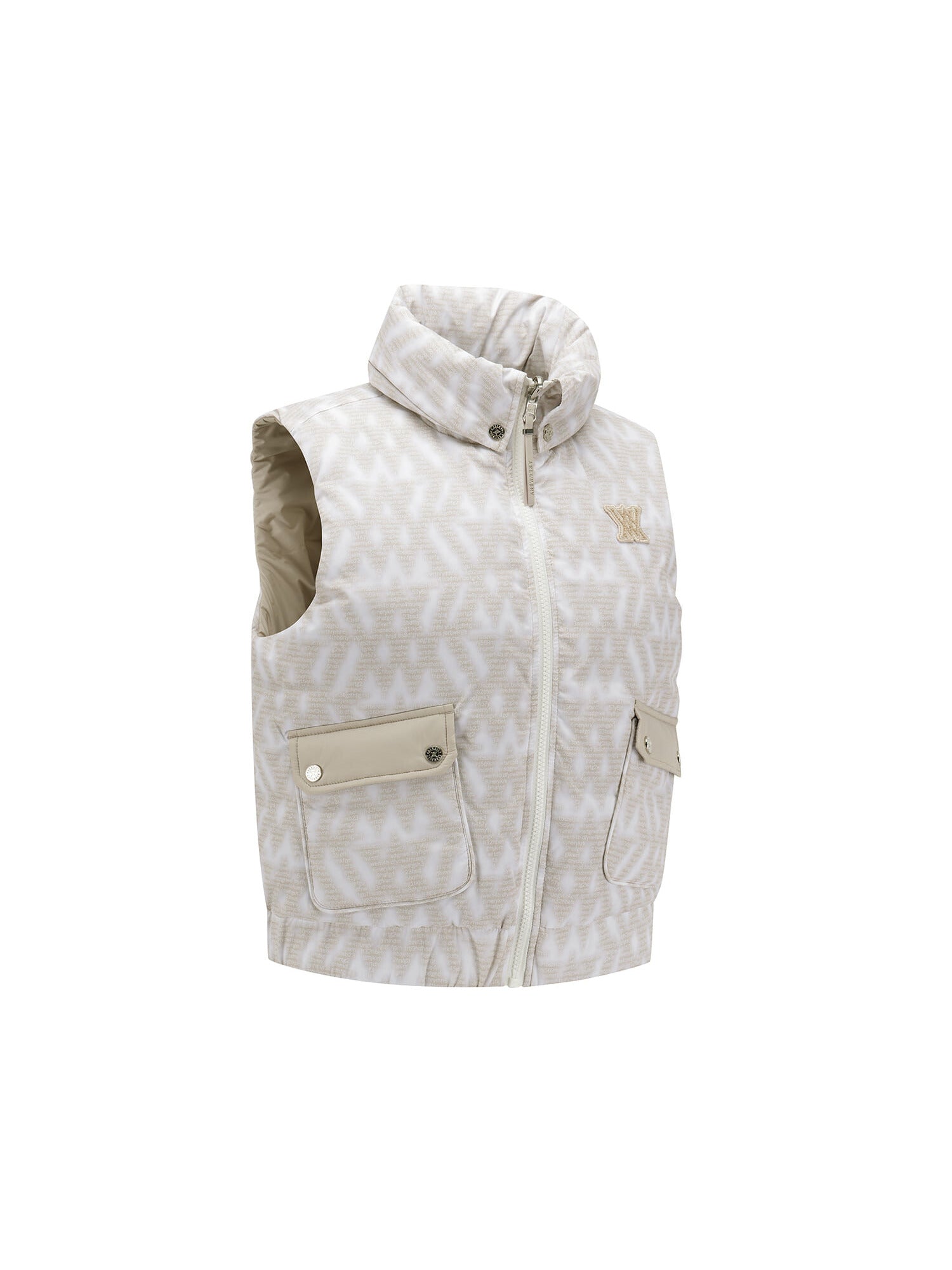 WOMEN WI LOGO PATTERN REVERSIBLE DOWN VEST