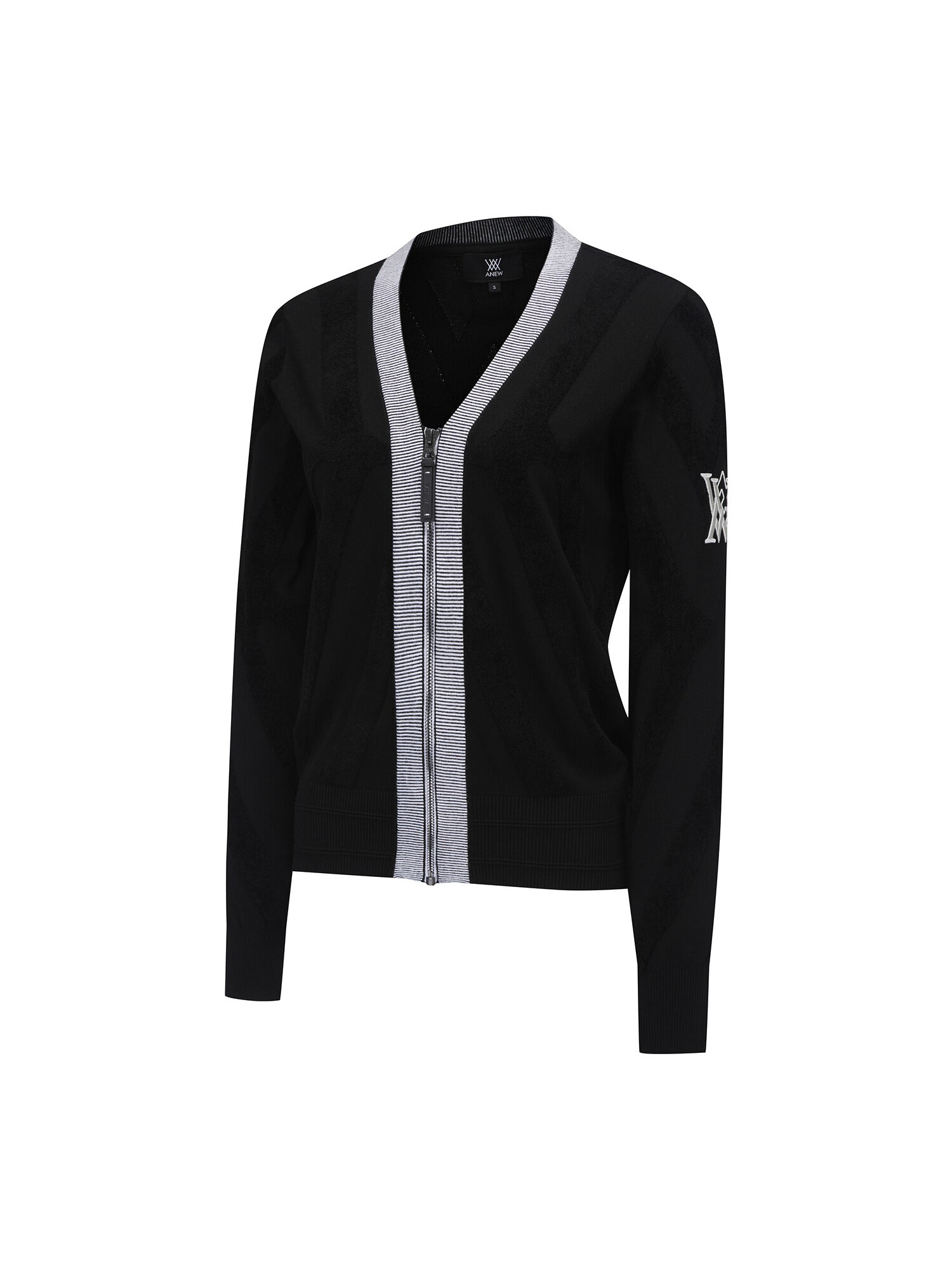 WOMEN BIG LOGO INTARSIA ZIP-UP CARDIGAN