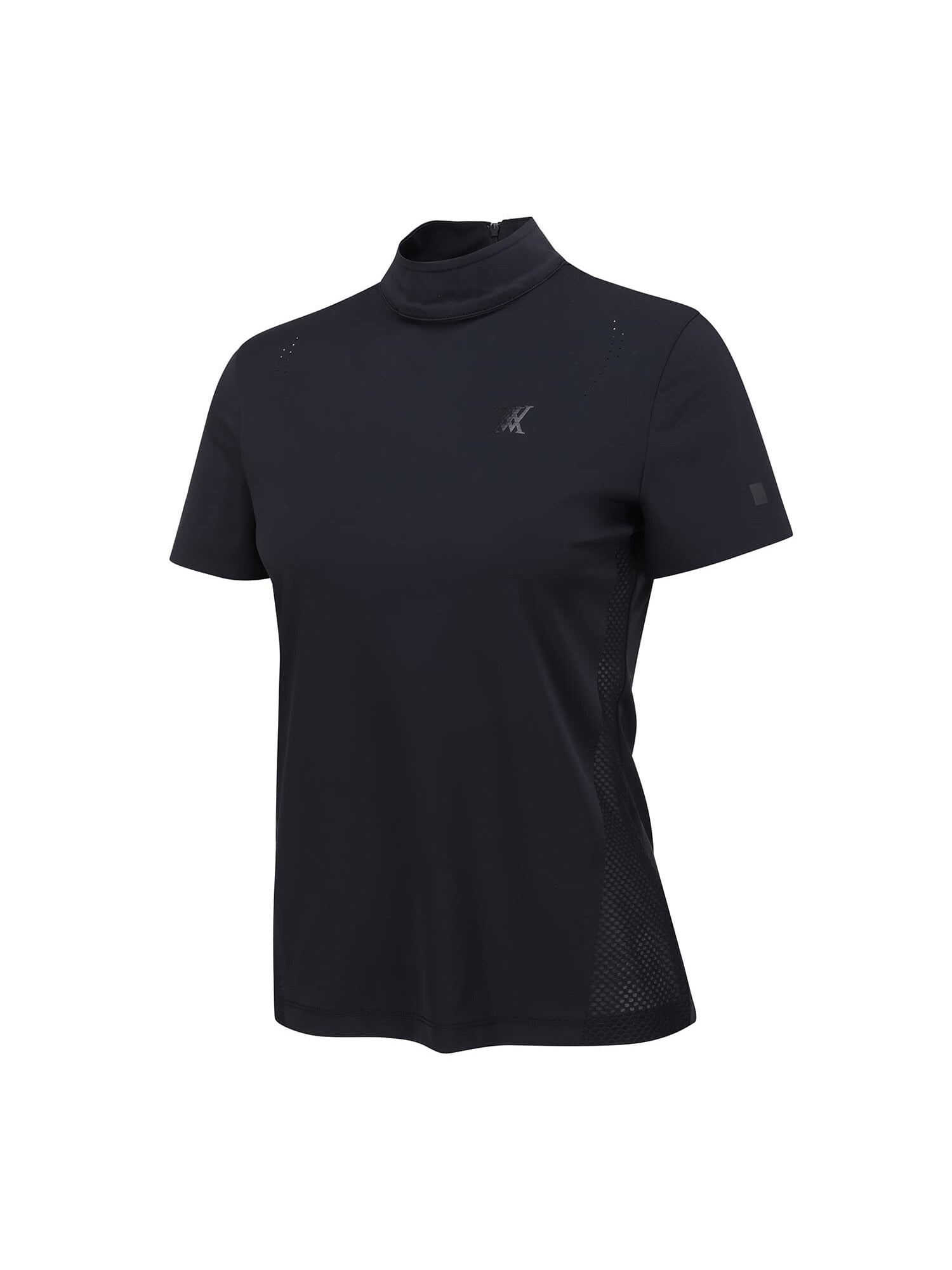 WOMEN SM BLACK FINISH MOCK NECK SHORT T-SHIRT
