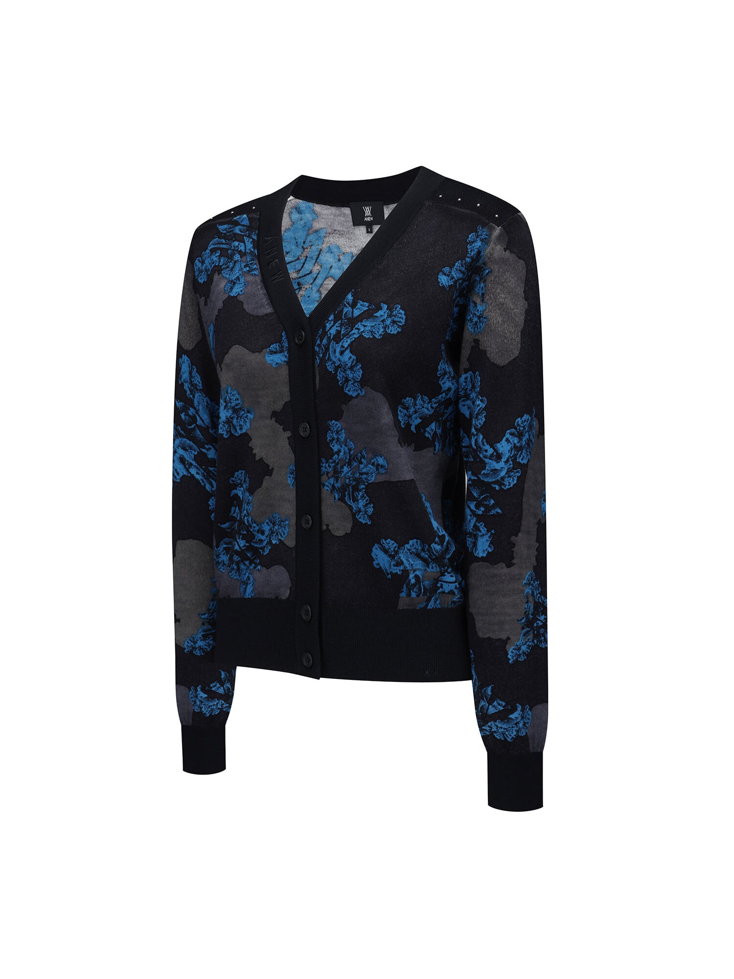 WOMEN FA FLOWER PATTERN KNIT CARDIGAN