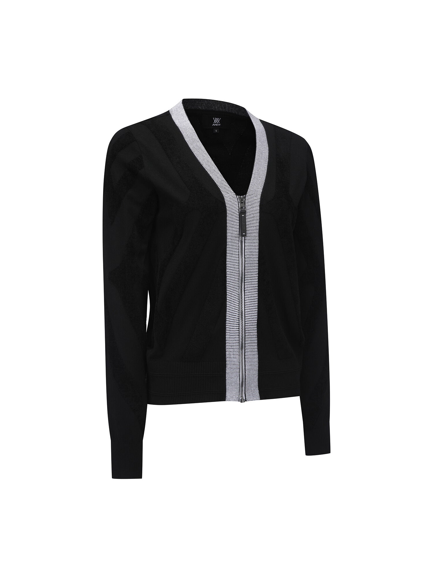WOMEN BIG LOGO INTARSIA ZIP-UP CARDIGAN