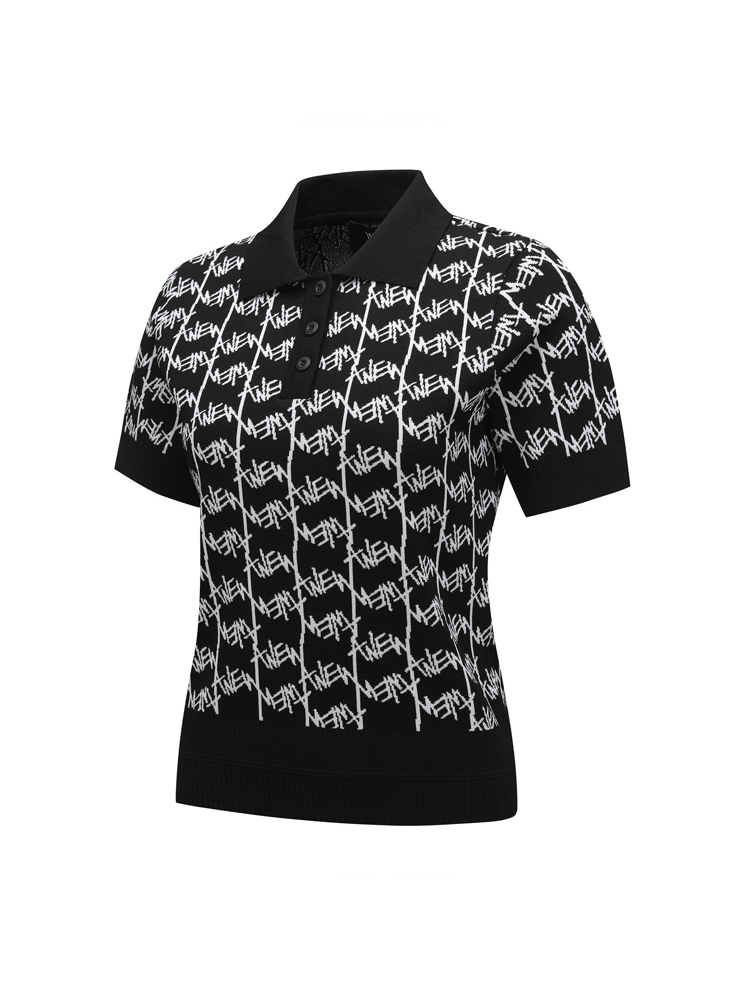 WOMEN SM LOGO PATTERN SHORT SLEEVE SWEATER