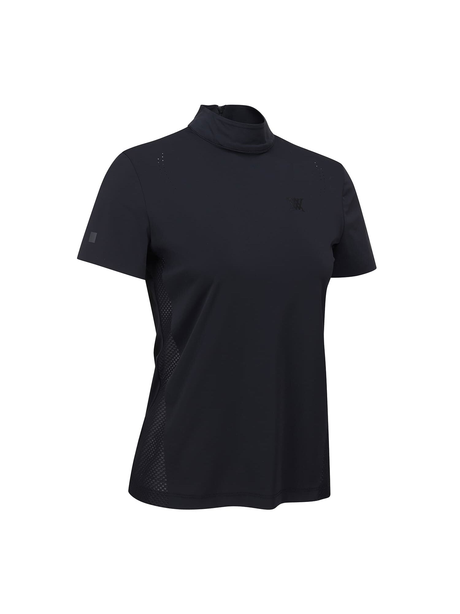 WOMEN SM BLACK FINISH MOCK NECK SHORT T-SHIRT