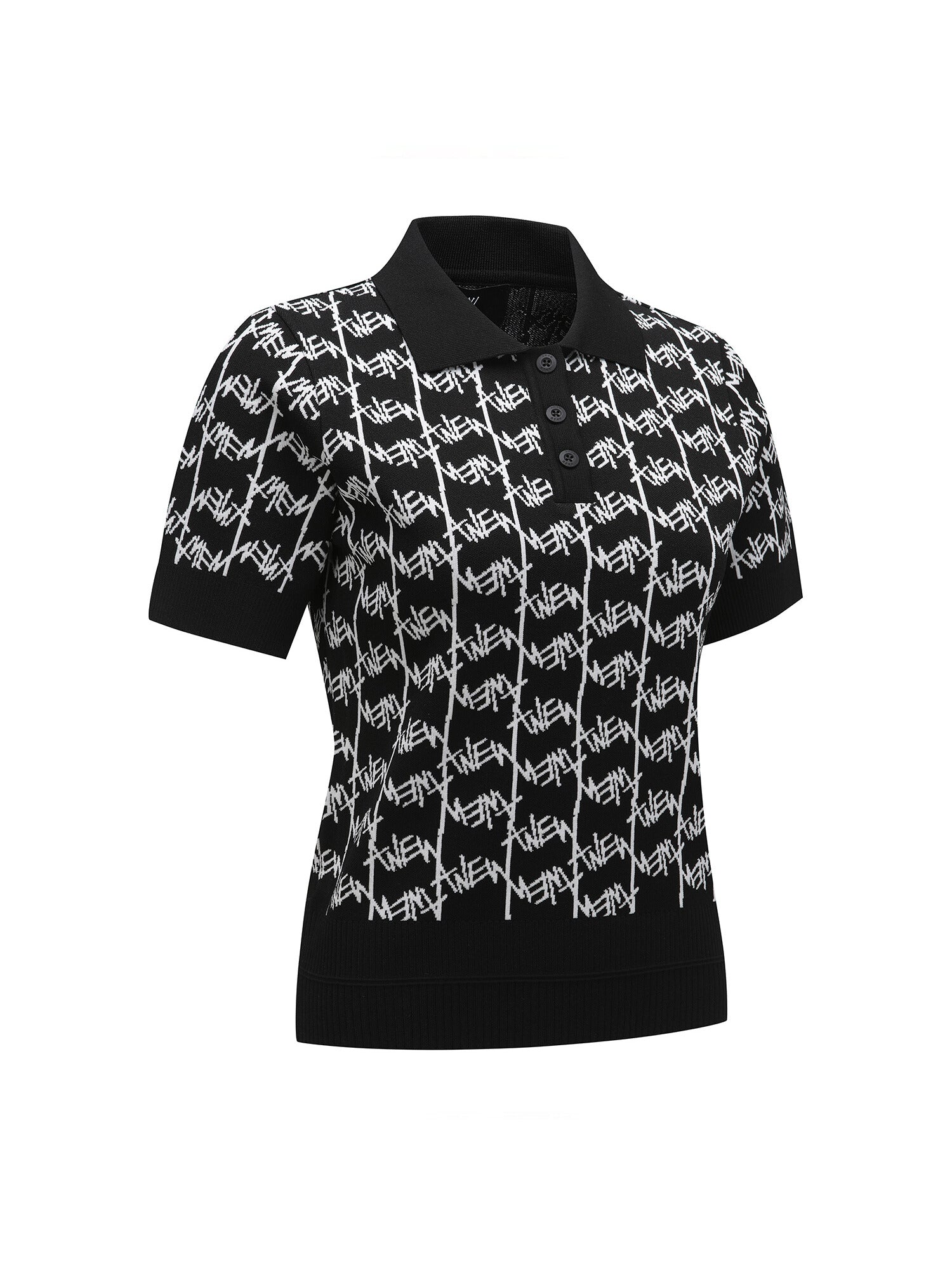WOMEN SM LOGO PATTERN SHORT SLEEVE SWEATER