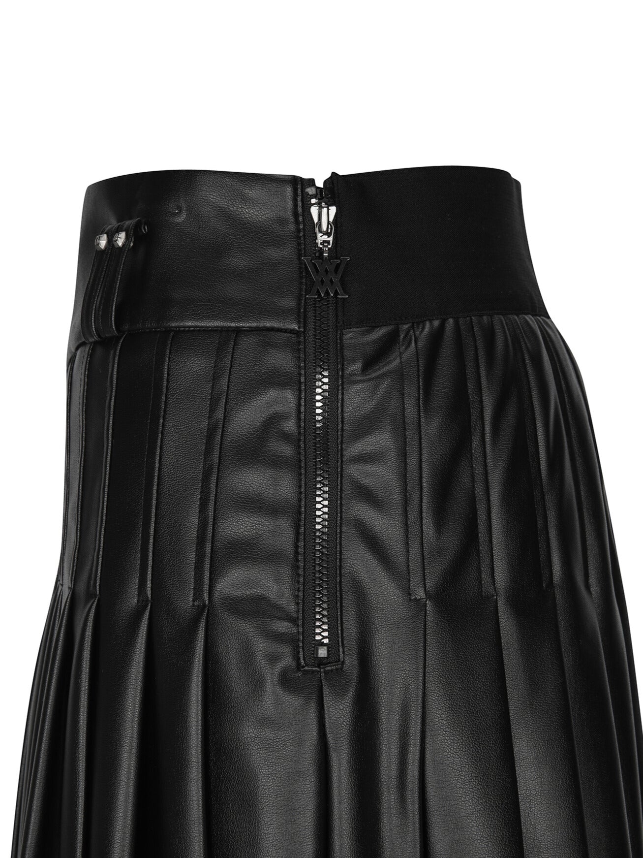 WOMEN FAUX LEATHER DOUBLE PLEATS SQ