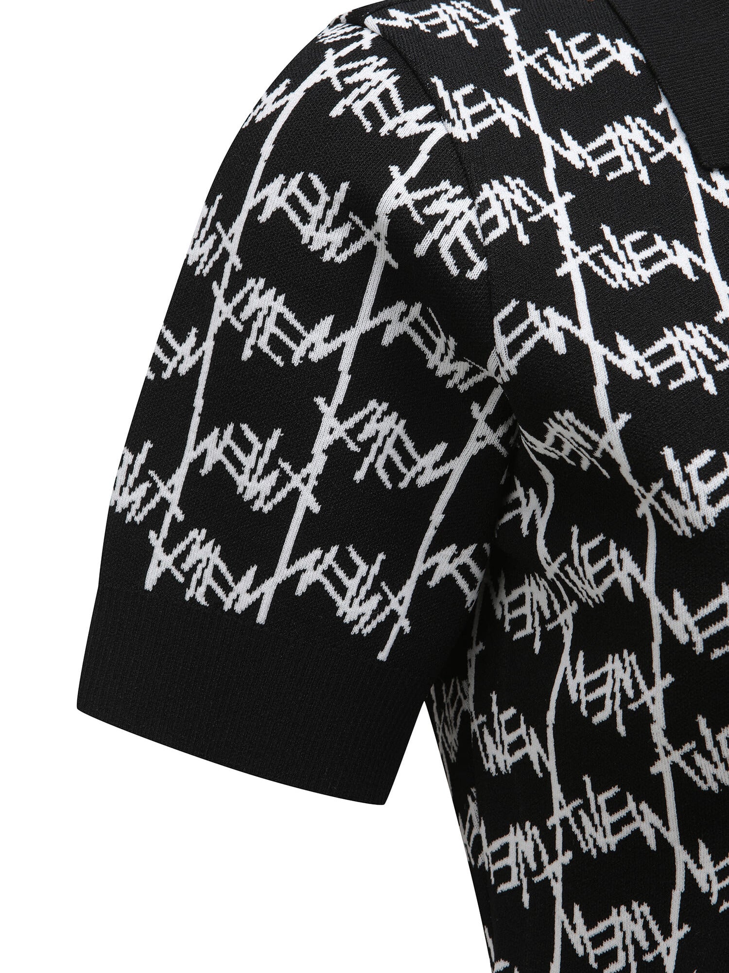 WOMEN SM LOGO PATTERN SHORT SLEEVE SWEATER