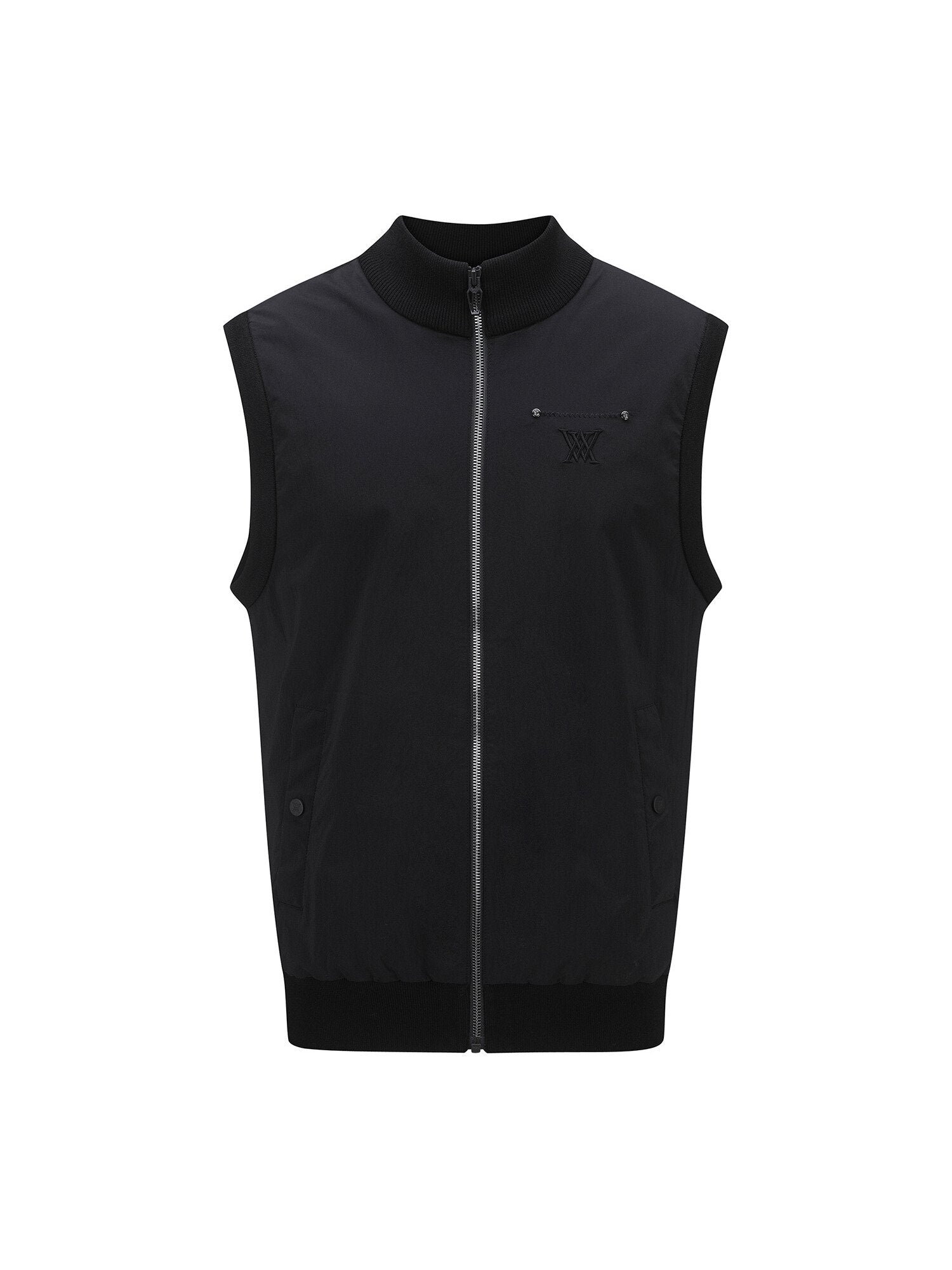 MEN WOOVEN MIXED KNIT VEST