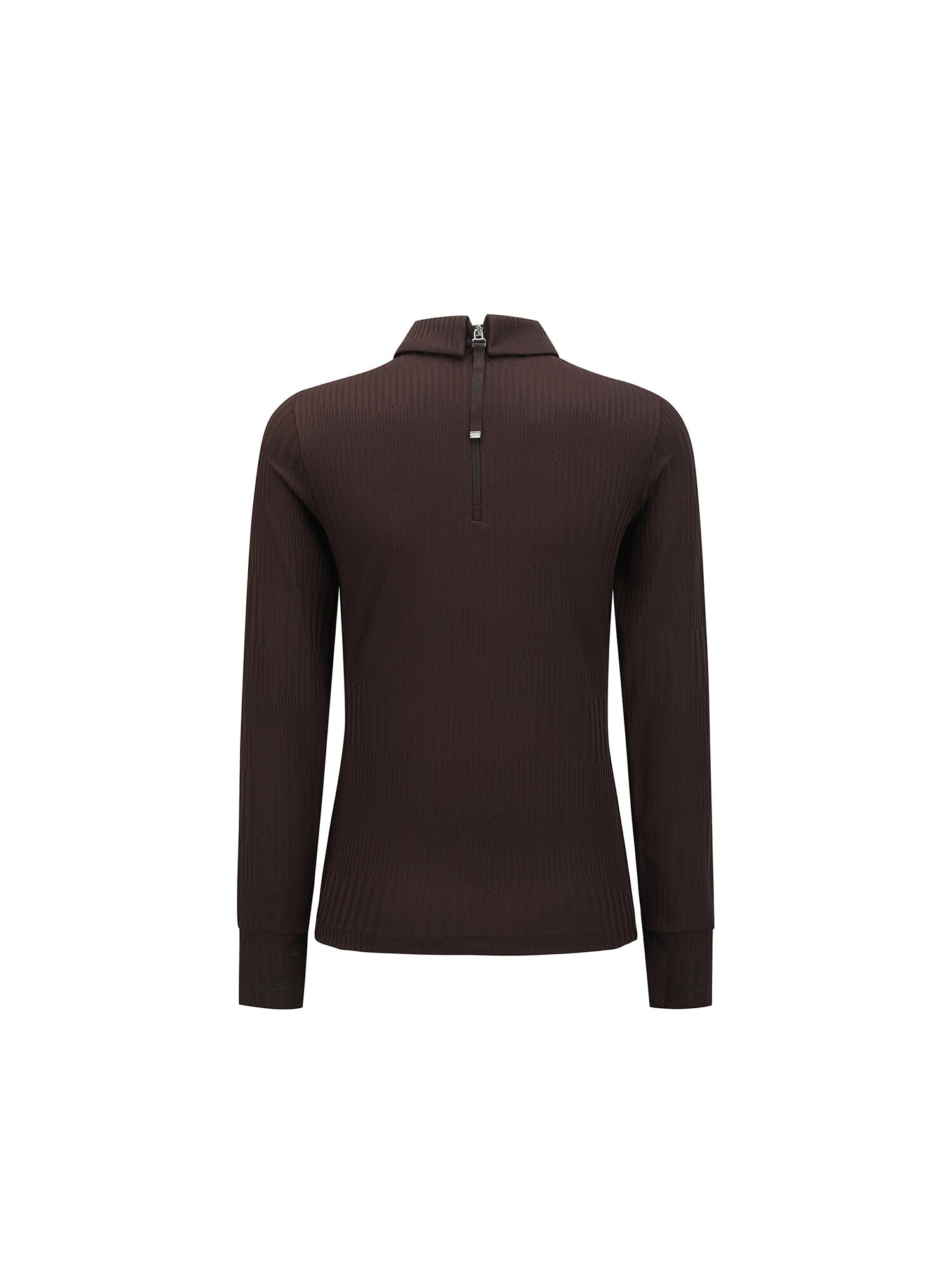 WOMEN SOLID BACK ZIP LONG T-SHIRT