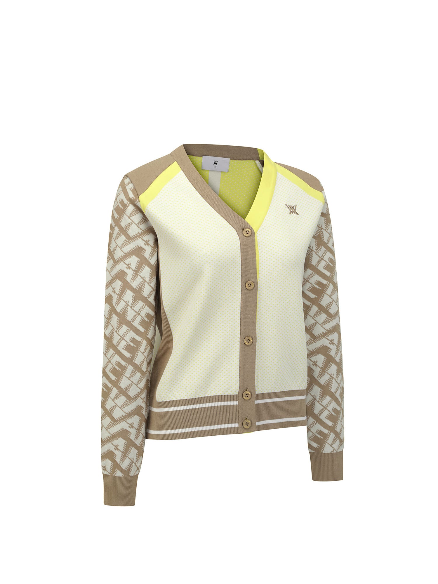 WOMEN PATTERN BLOCKED KNIT CARDIGAN