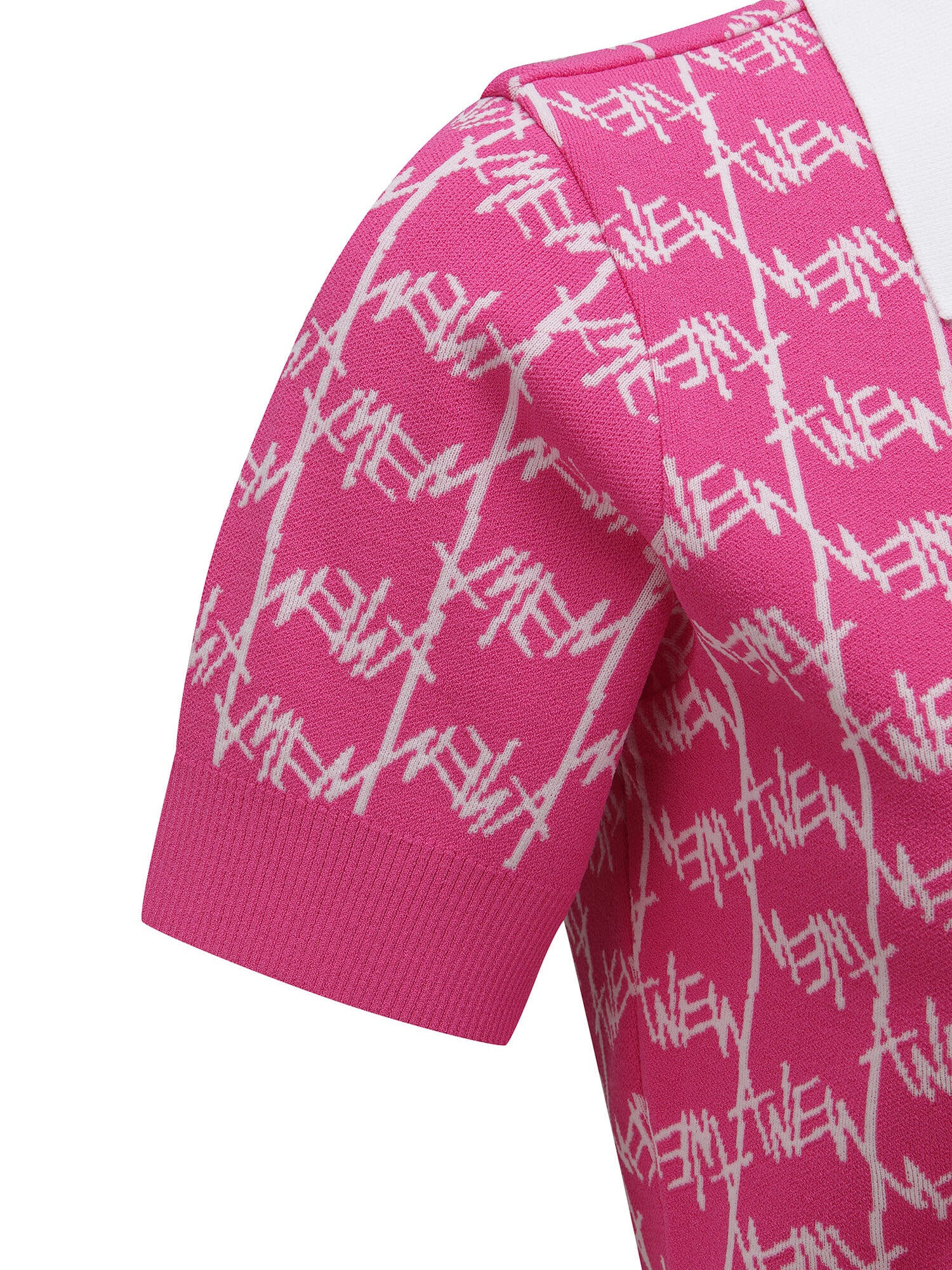 WOMEN SM LOGO PATTERN SHORT SLEEVE SWEATER