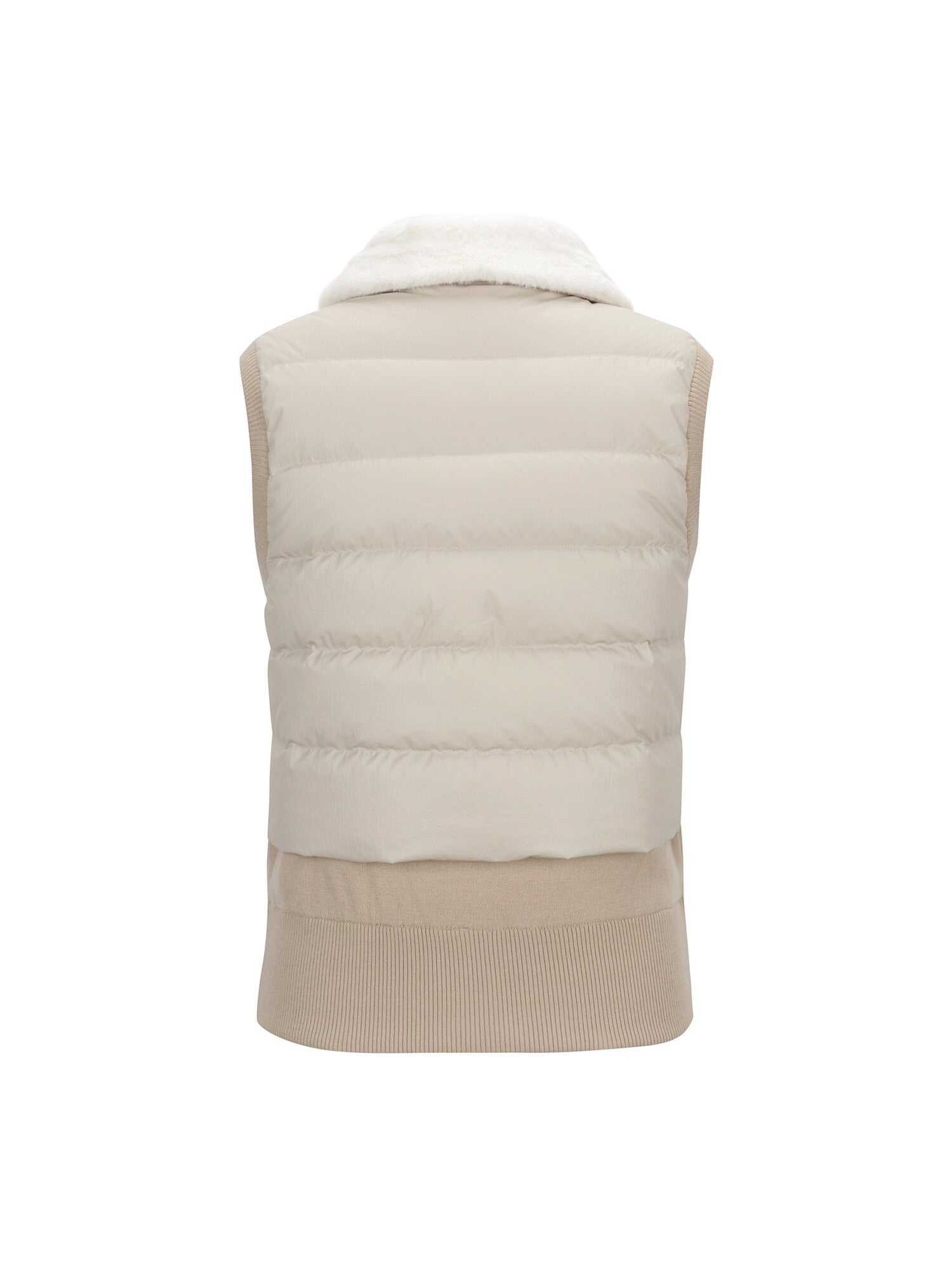 WOMEN FAKE FUR COLLAR HYBRID DOWN VT