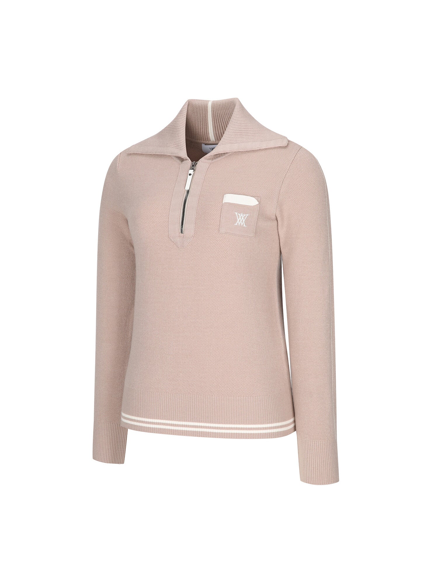 WOMEN WIDE COLLAR HALF ZIP-UP PULLOVER