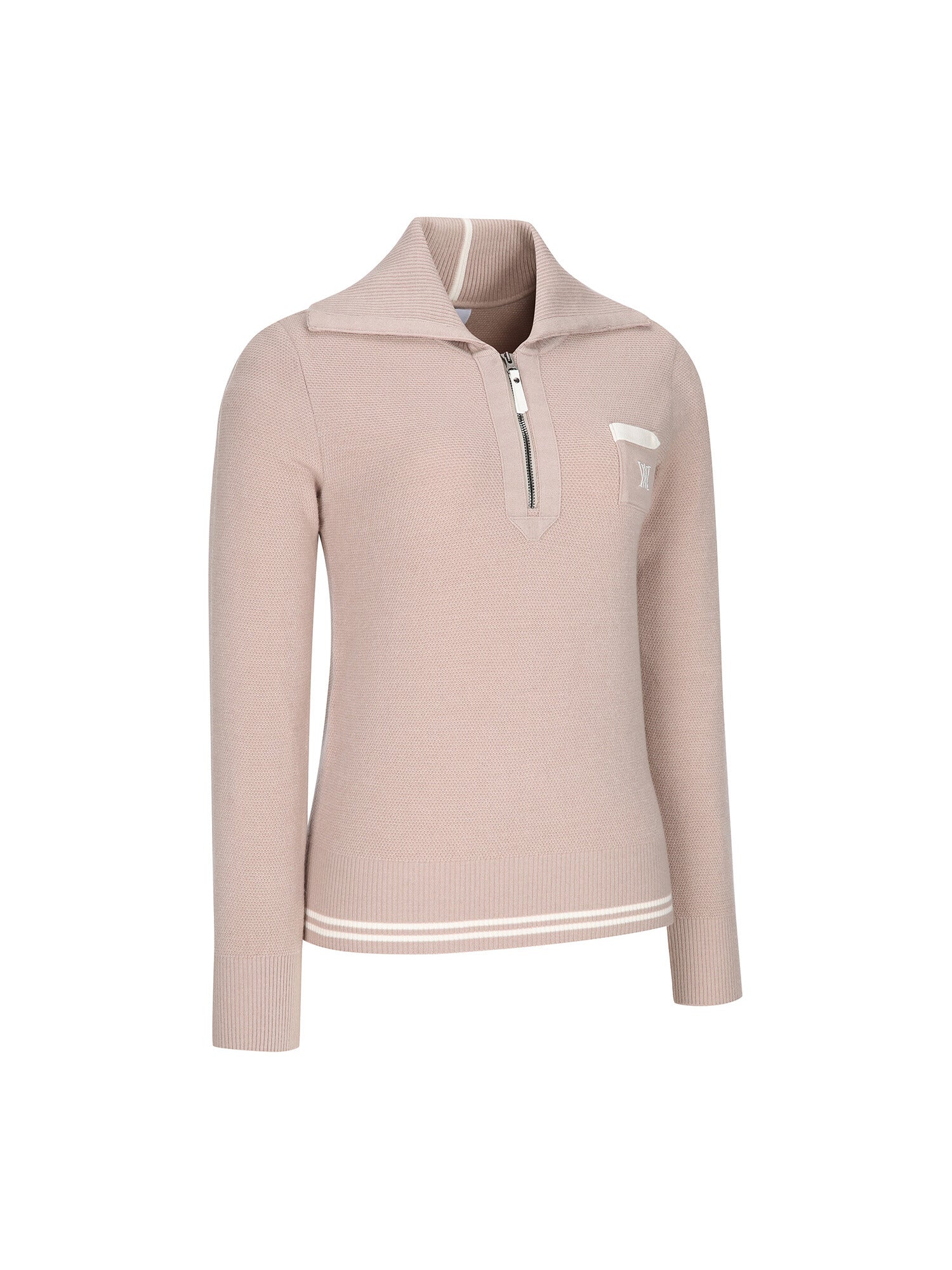 WOMEN WIDE COLLAR HALF ZIP-UP PULLOVER