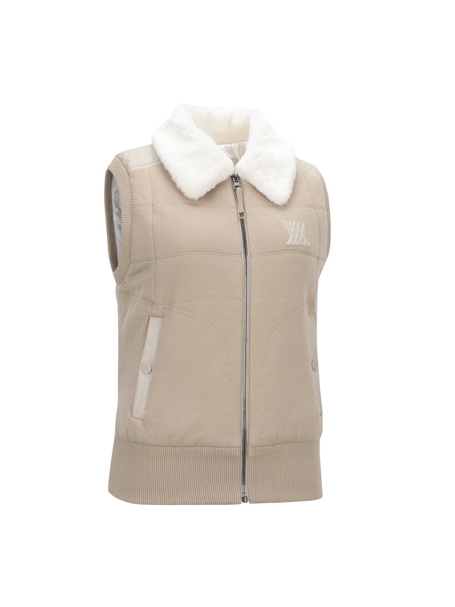 WOMEN FAKE FUR COLLAR HYBRID DOWN VT