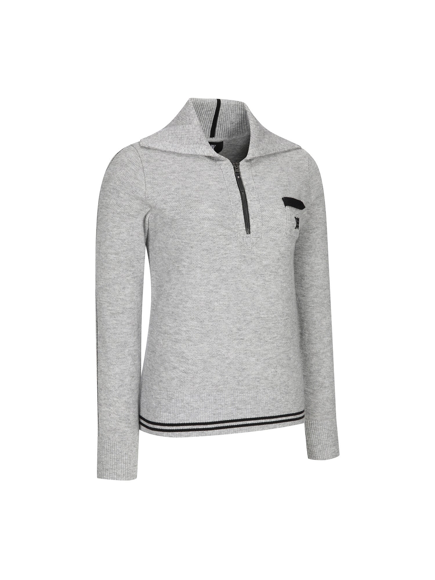 WOMEN WIDE COLLAR HALF ZIP-UP PULLOVER