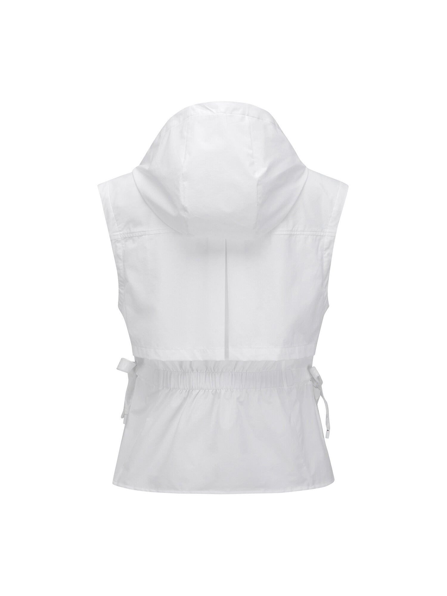 WOMEN WAIST SHIRRING HOODY VEST