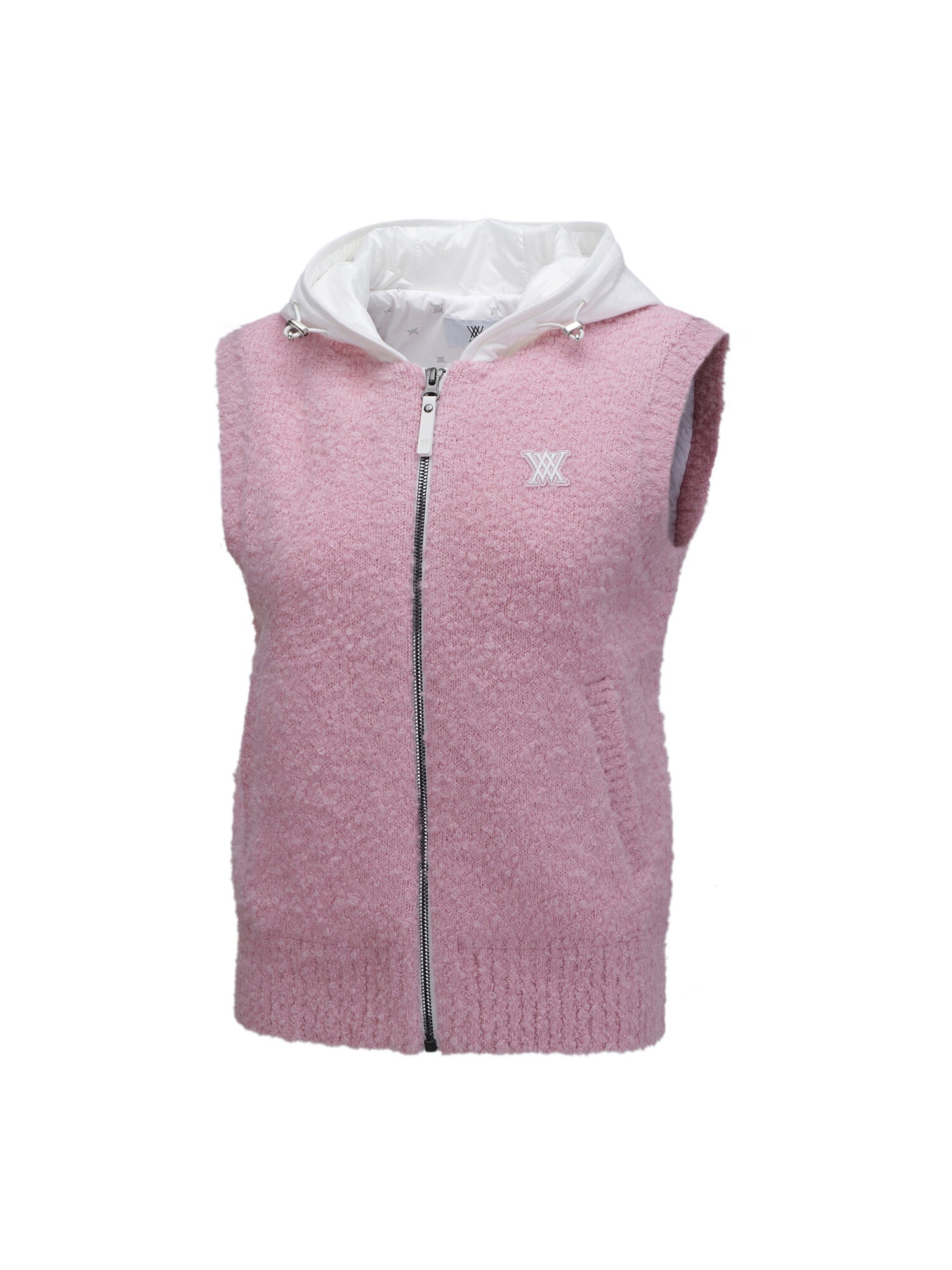 WOMEN HOODIE KNIT ZIP-UP VEST