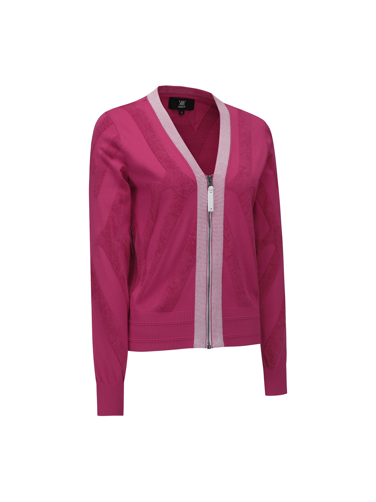 WOMEN BIG LOGO INTARSIA ZIP-UP CARDIGAN