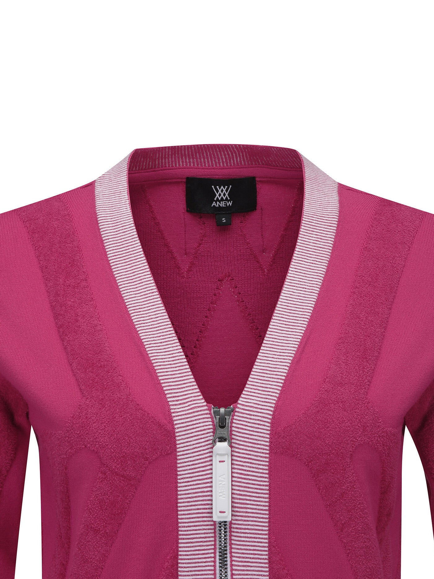 WOMEN BIG LOGO INTARSIA ZIP-UP CARDIGAN