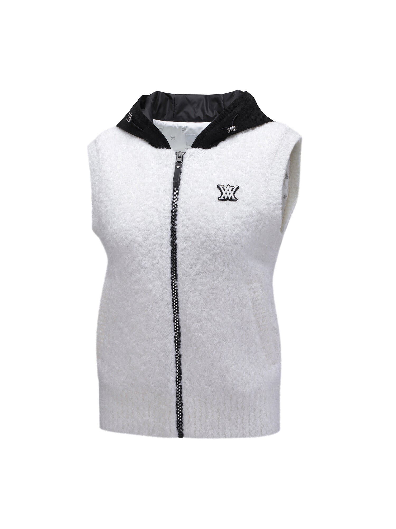 WOMEN HOODIE KNIT ZIP-UP VEST