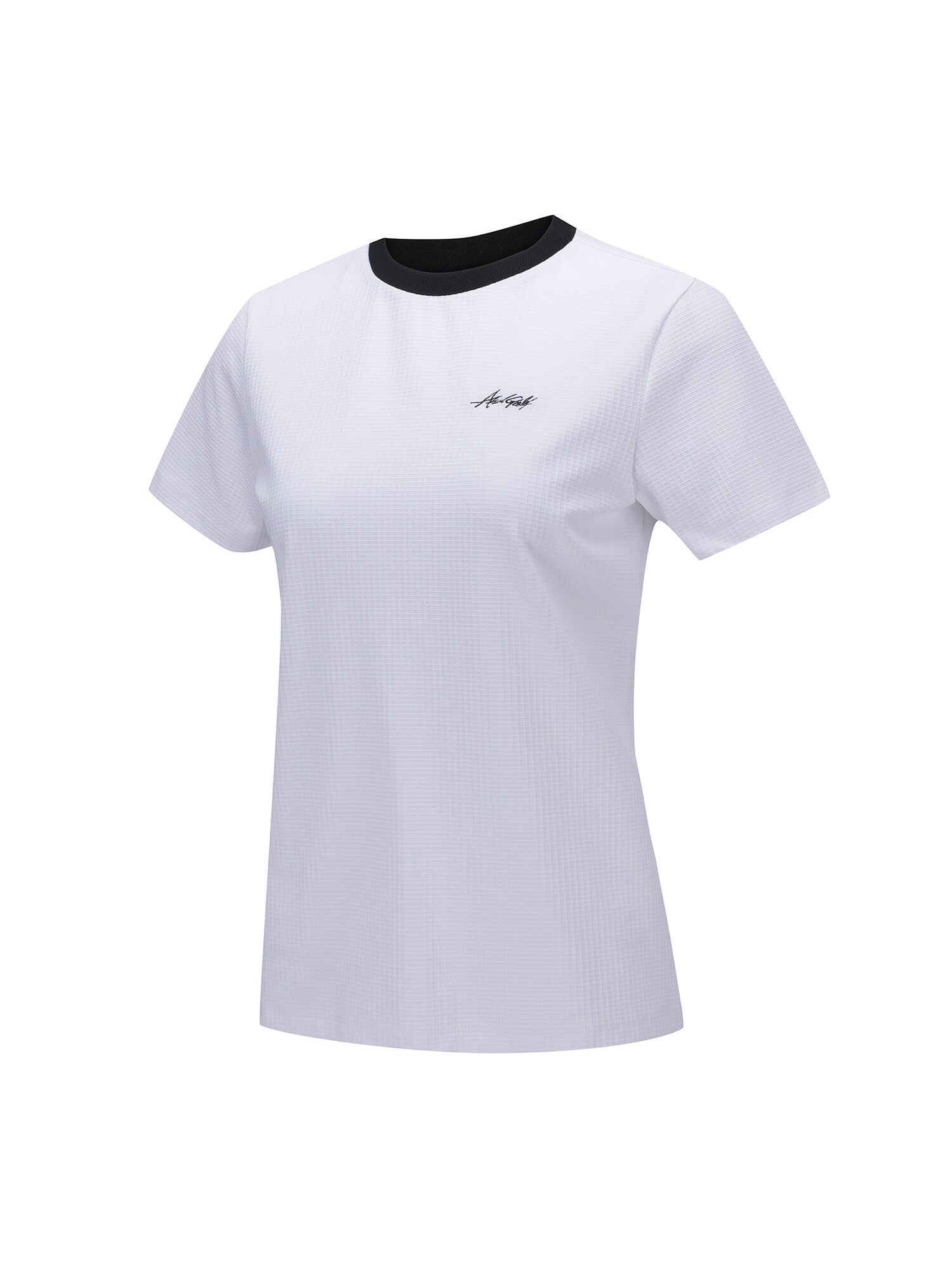 WOMEN SUQARE LIP CREW NECK SHORT T-SHIRT