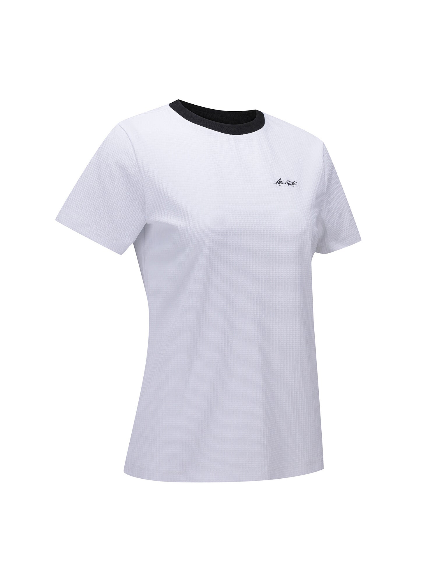 WOMEN SUQARE LIP CREW NECK SHORT T-SHIRT