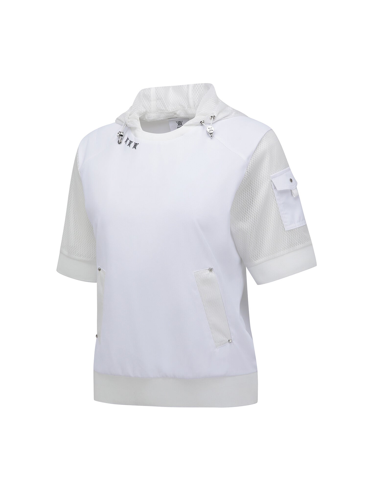 WOMEN SM HOODY POCKET SHORT T-SHIRT