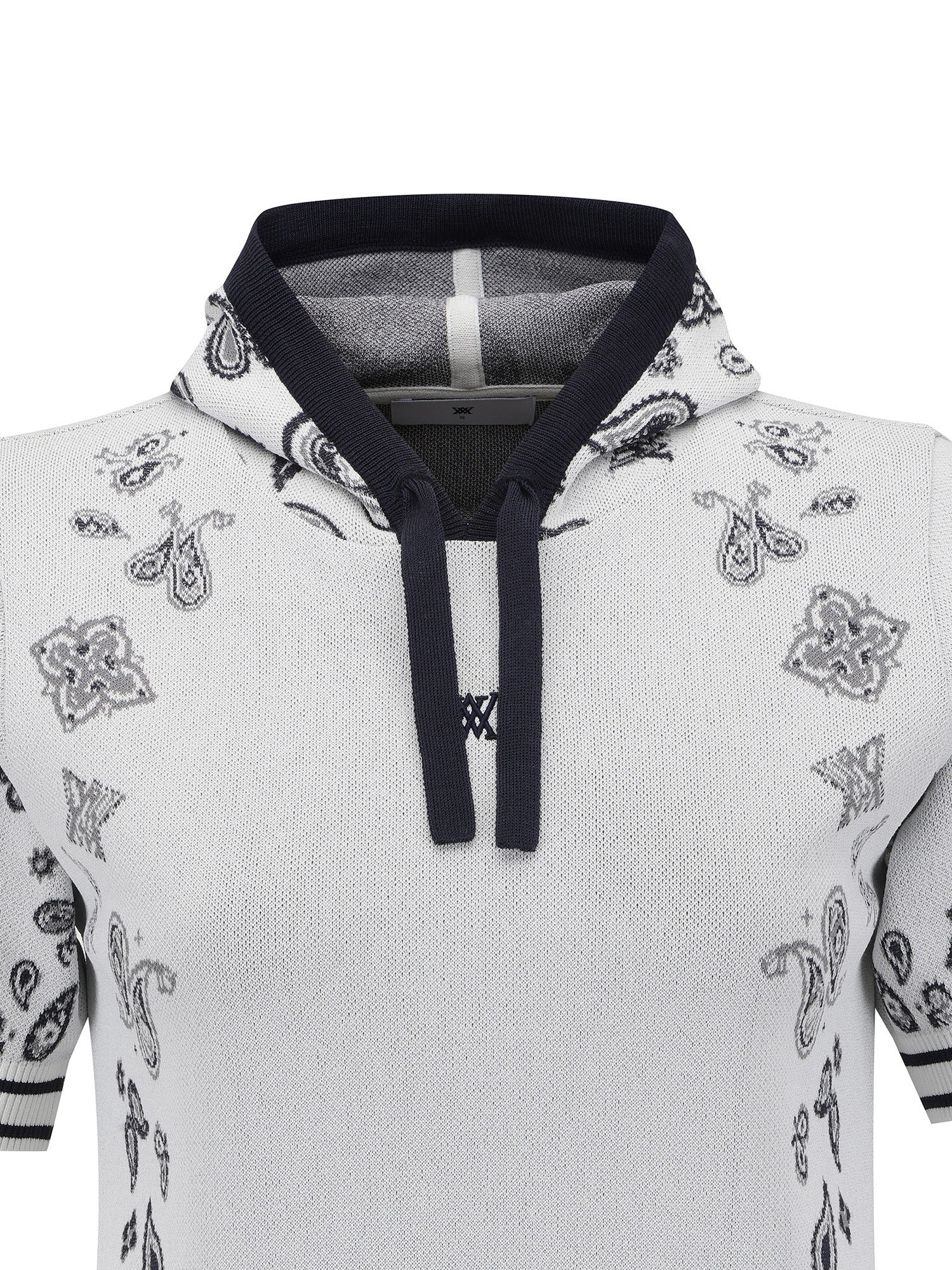 WOMEN PAISLEY HOODED SHORT SLEEVE SWEATER