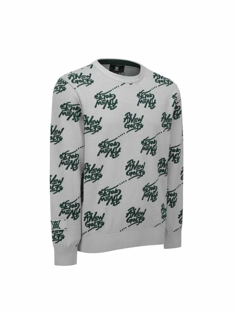 MEN LOGO PATTERN JACQUARD PULLOVER