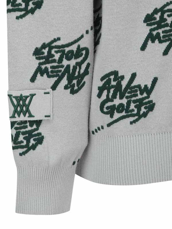 MEN LOGO PATTERN JACQUARD PULLOVER