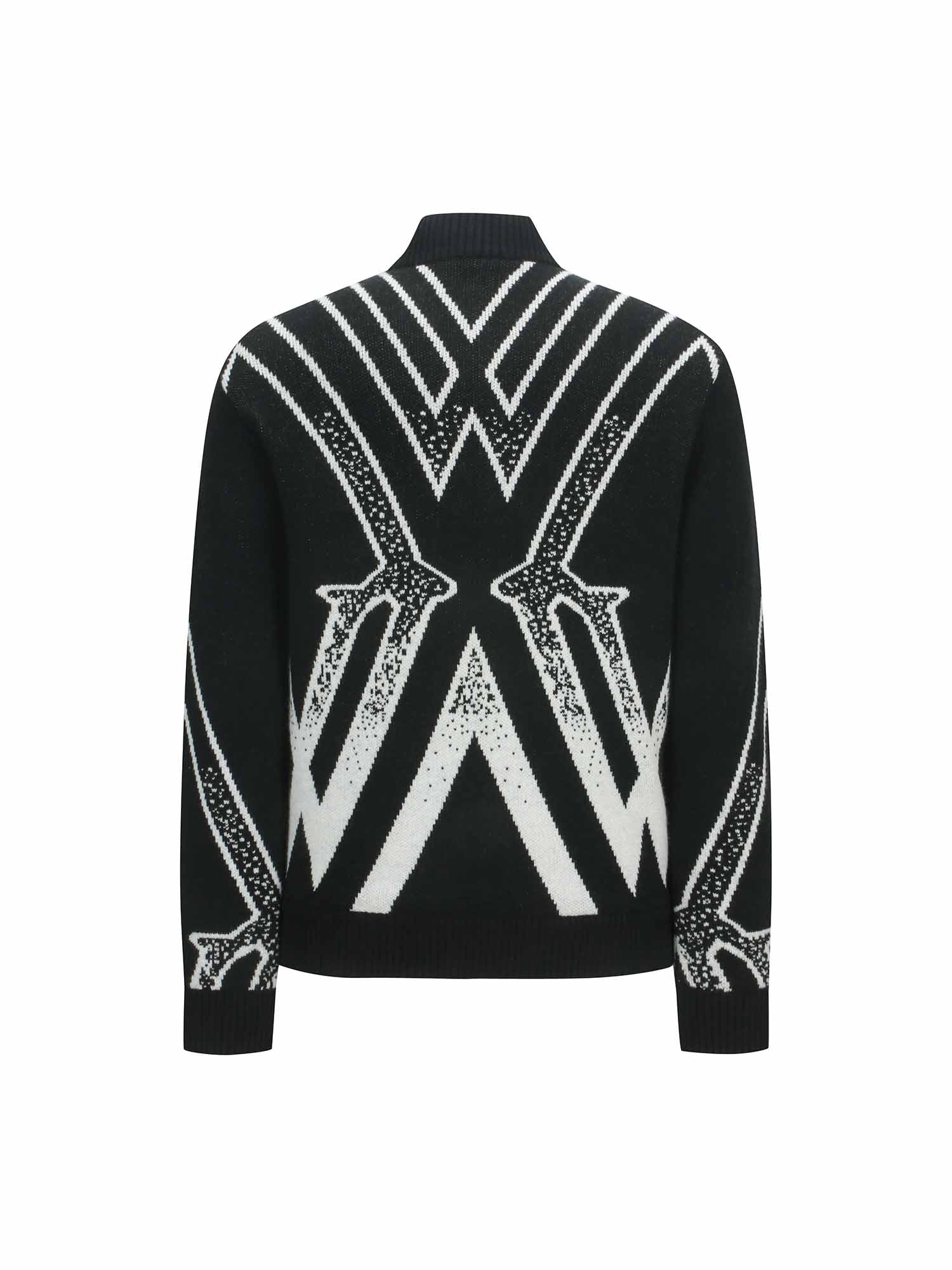 MEN BIG LOGO INTARSIA WIND BLOCK ZIP-UP CARDICAN