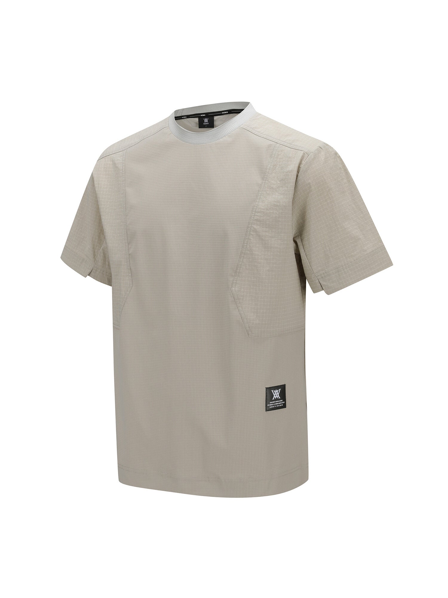 MEN WOOVEN SLEEVE CREW NECK