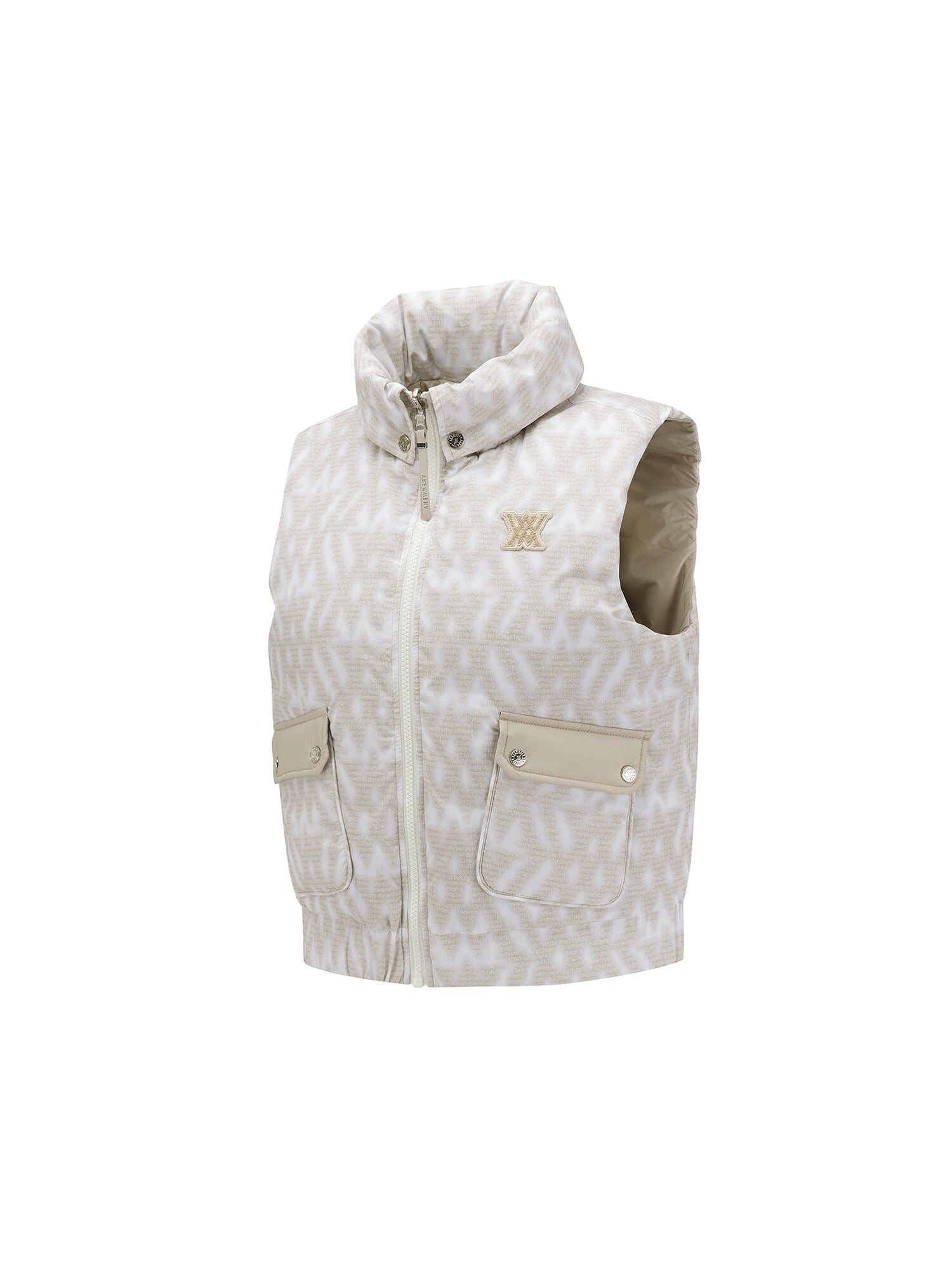 WOMEN WI LOGO PATTERN REVERSIBLE DOWN VEST