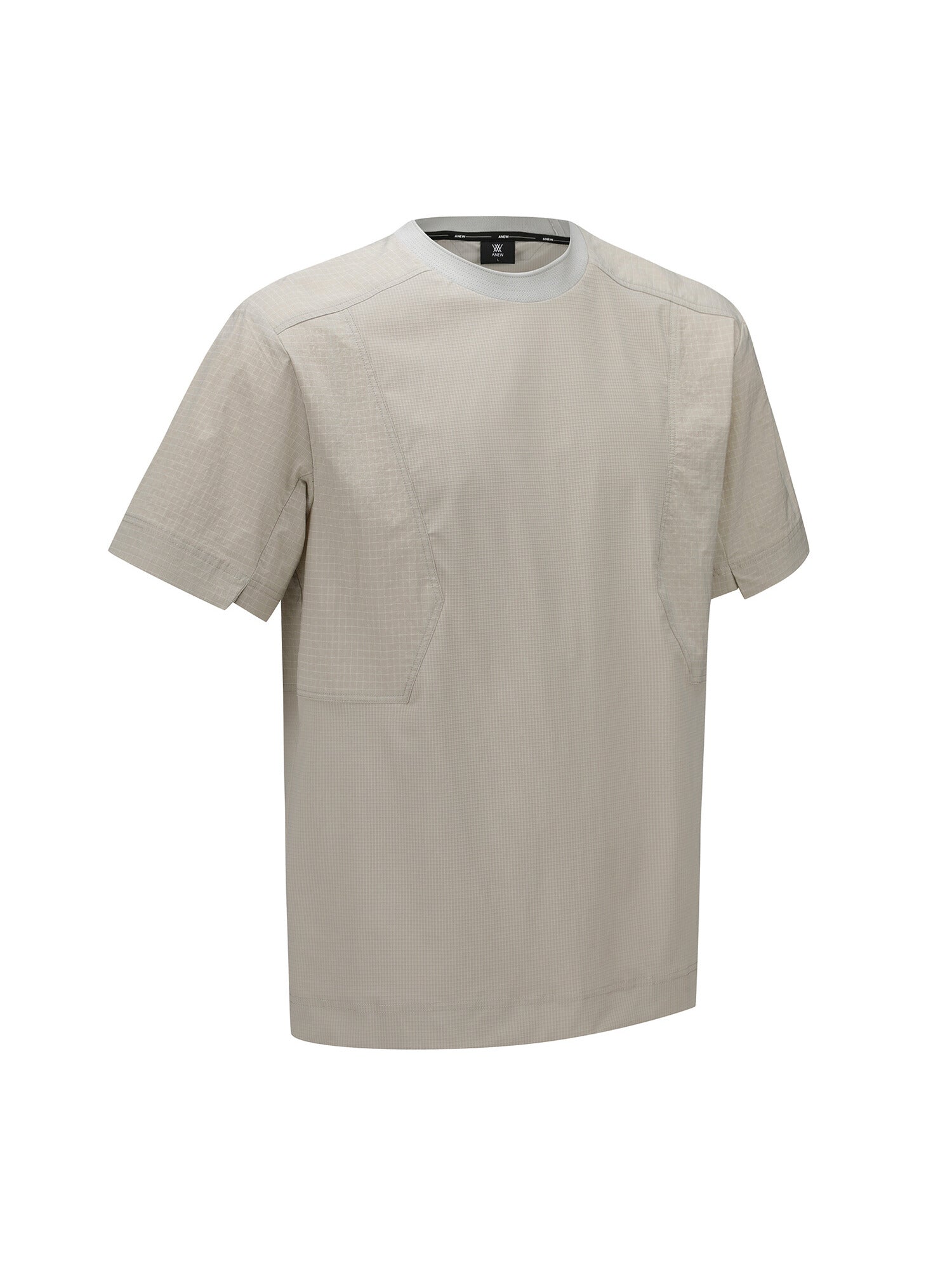 MEN WOOVEN SLEEVE CREW NECK