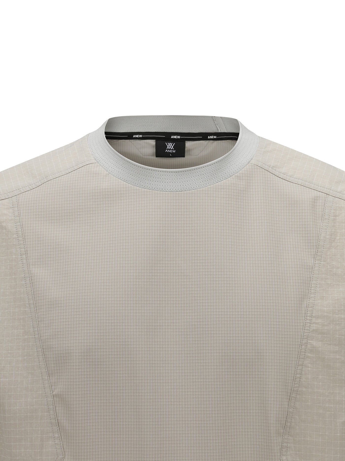 MEN WOOVEN SLEEVE CREW NECK