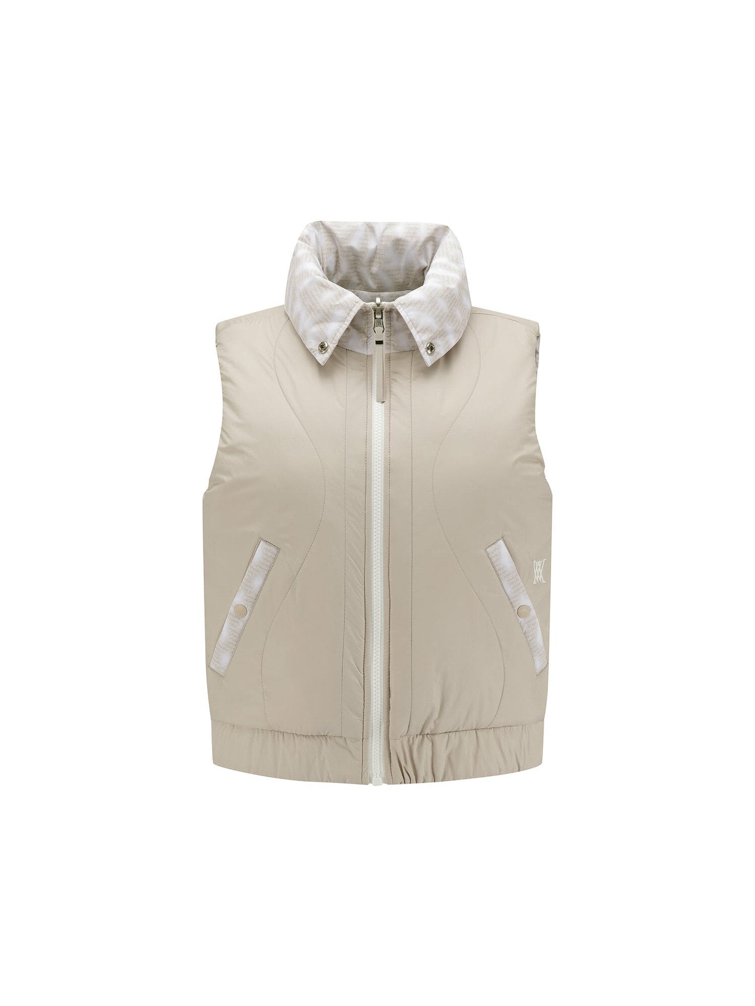WOMEN WI LOGO PATTERN REVERSIBLE DOWN VEST