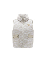WOMEN WI LOGO PATTERN REVERSIBLE DOWN VEST