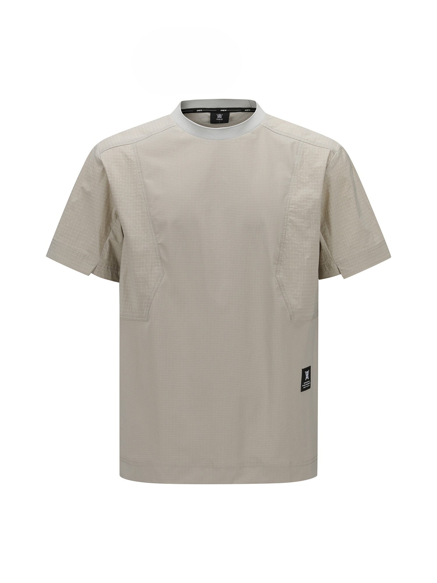 MEN WOOVEN SLEEVE CREW NECK