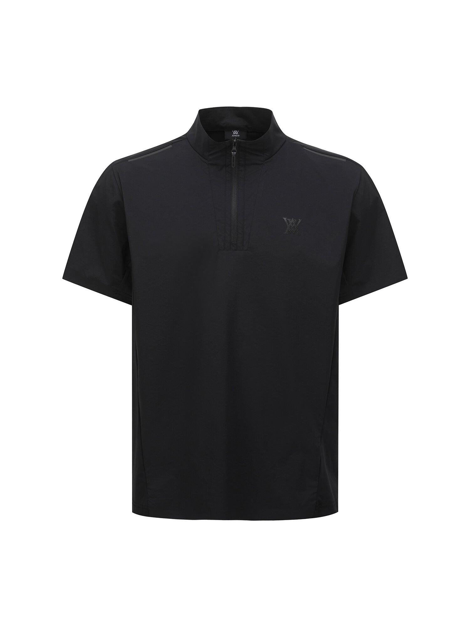 MEN SM BLACK FINISH HALF ZIP SHORT T-SHIRT