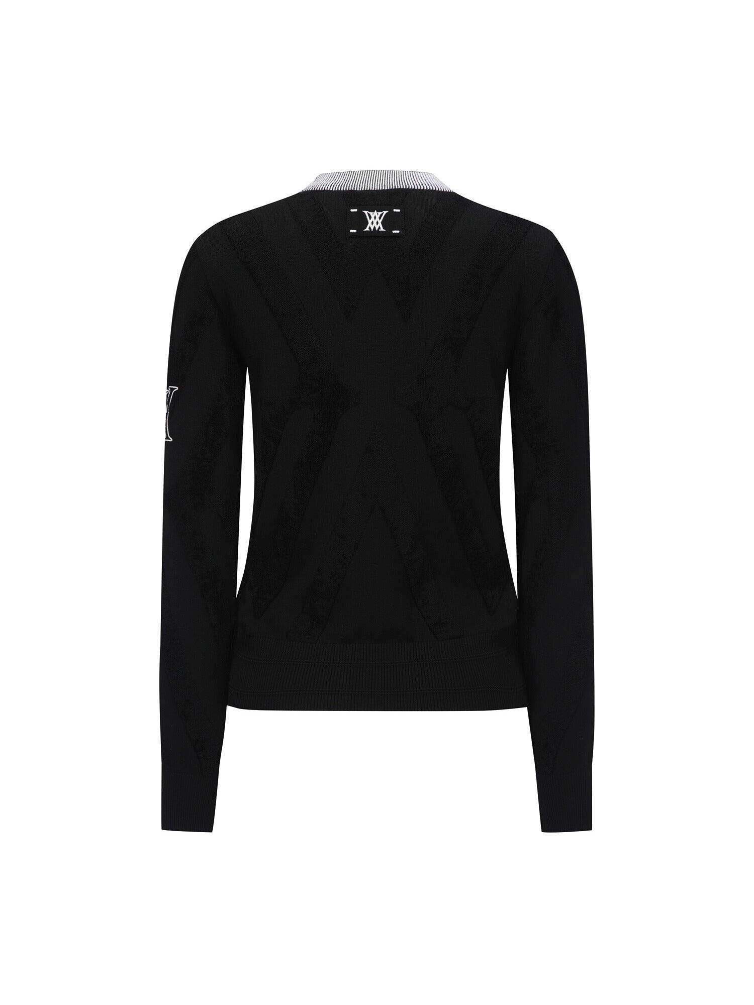 WOMEN BIG LOGO INTARSIA ZIP-UP CARDIGAN