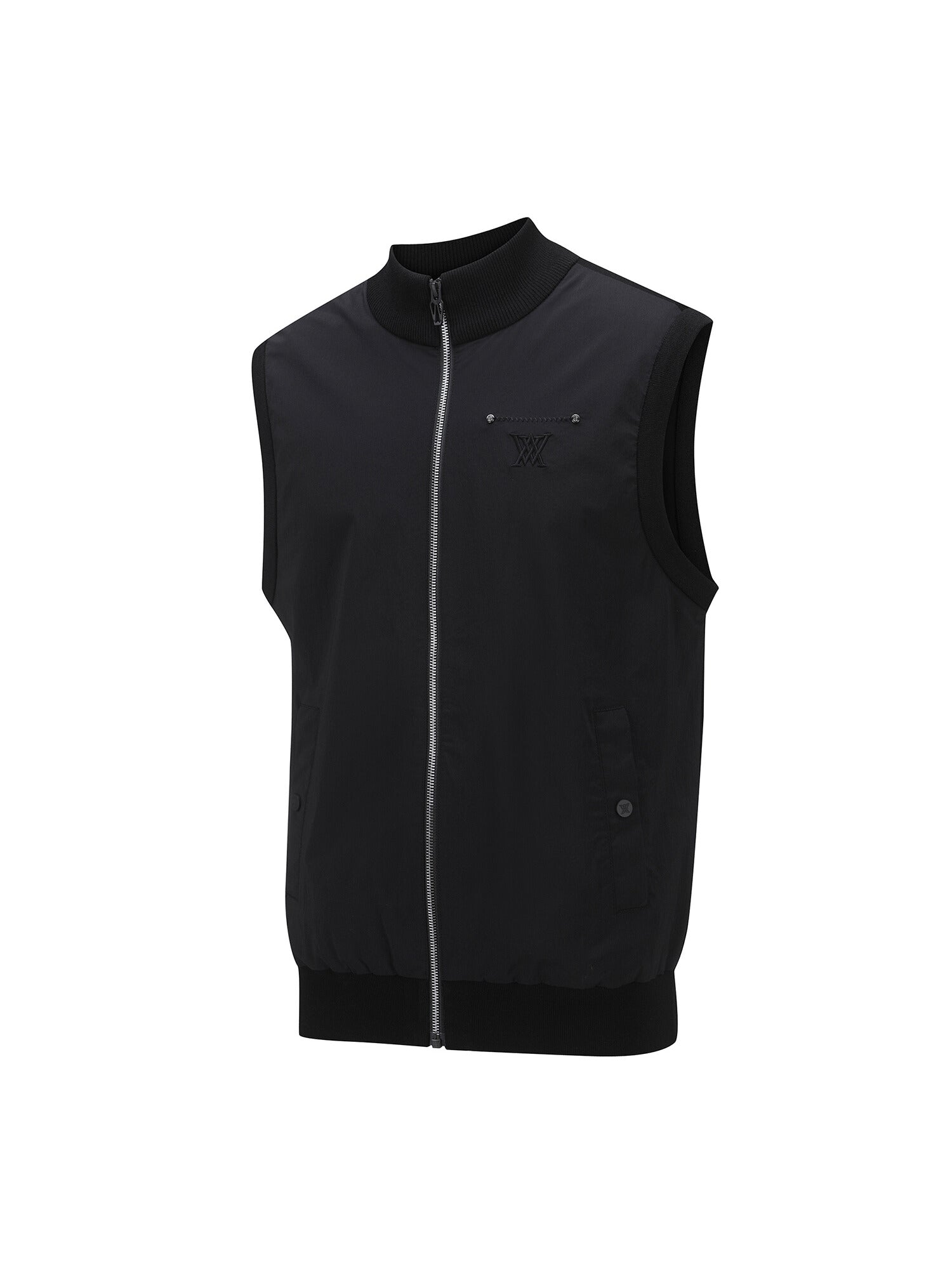 MEN WOOVEN MIXED KNIT VEST