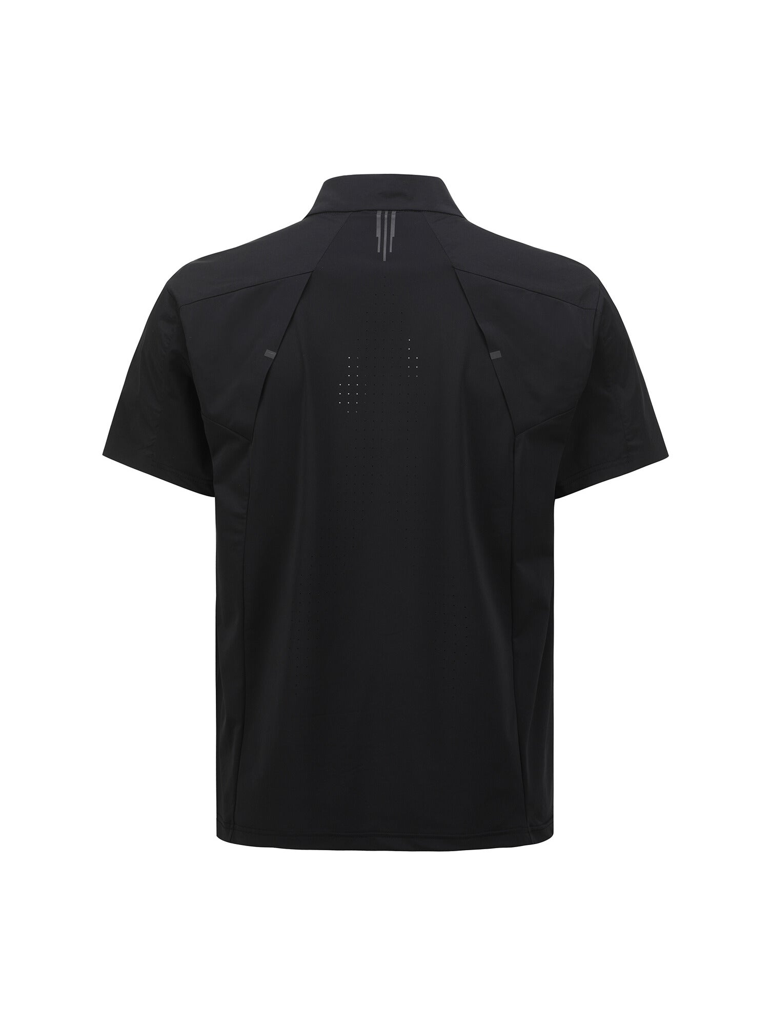 MEN SM BLACK FINISH HALF ZIP SHORT T-SHIRT
