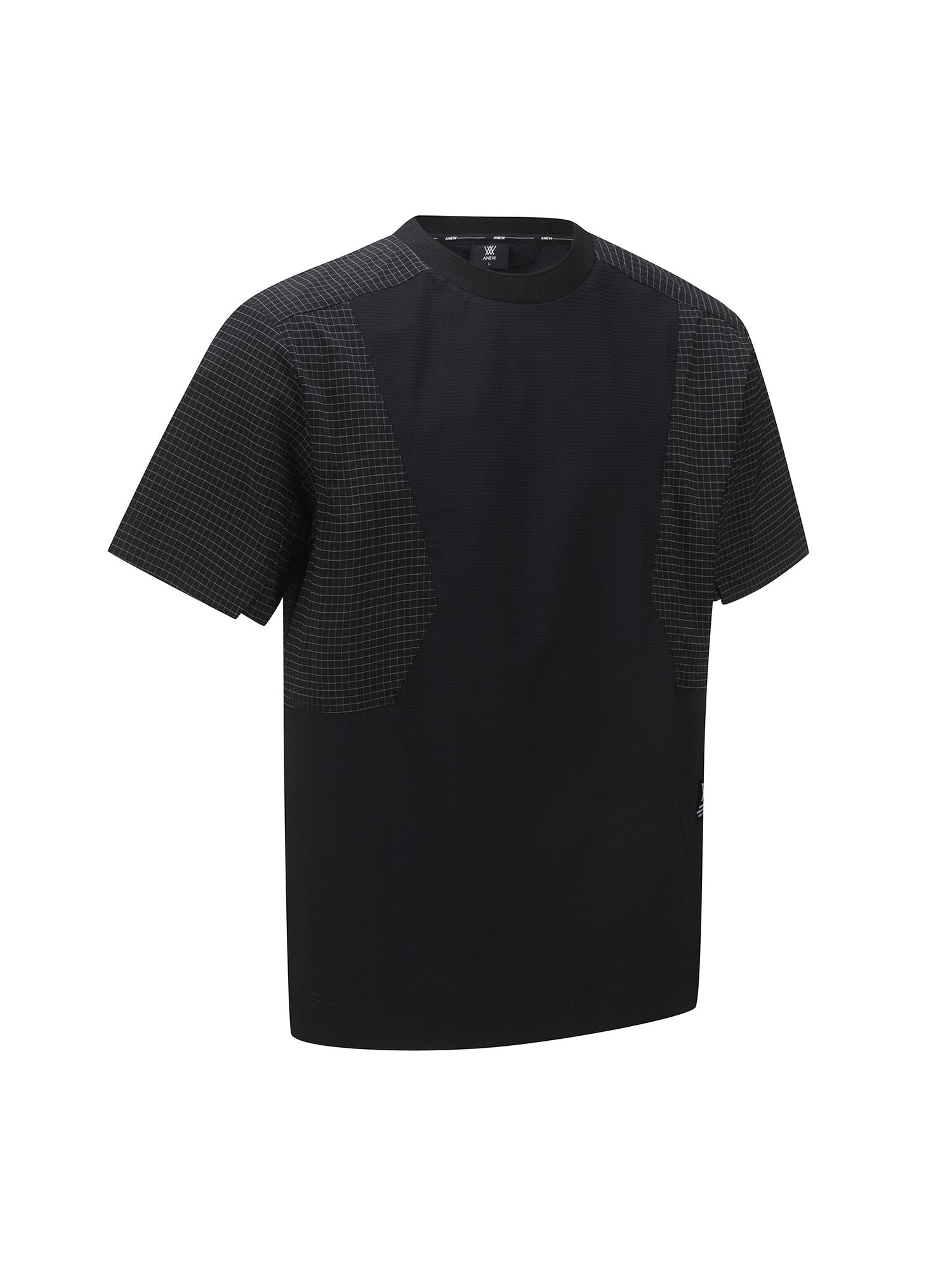 MEN WOOVEN SLEEVE CREW NECK
