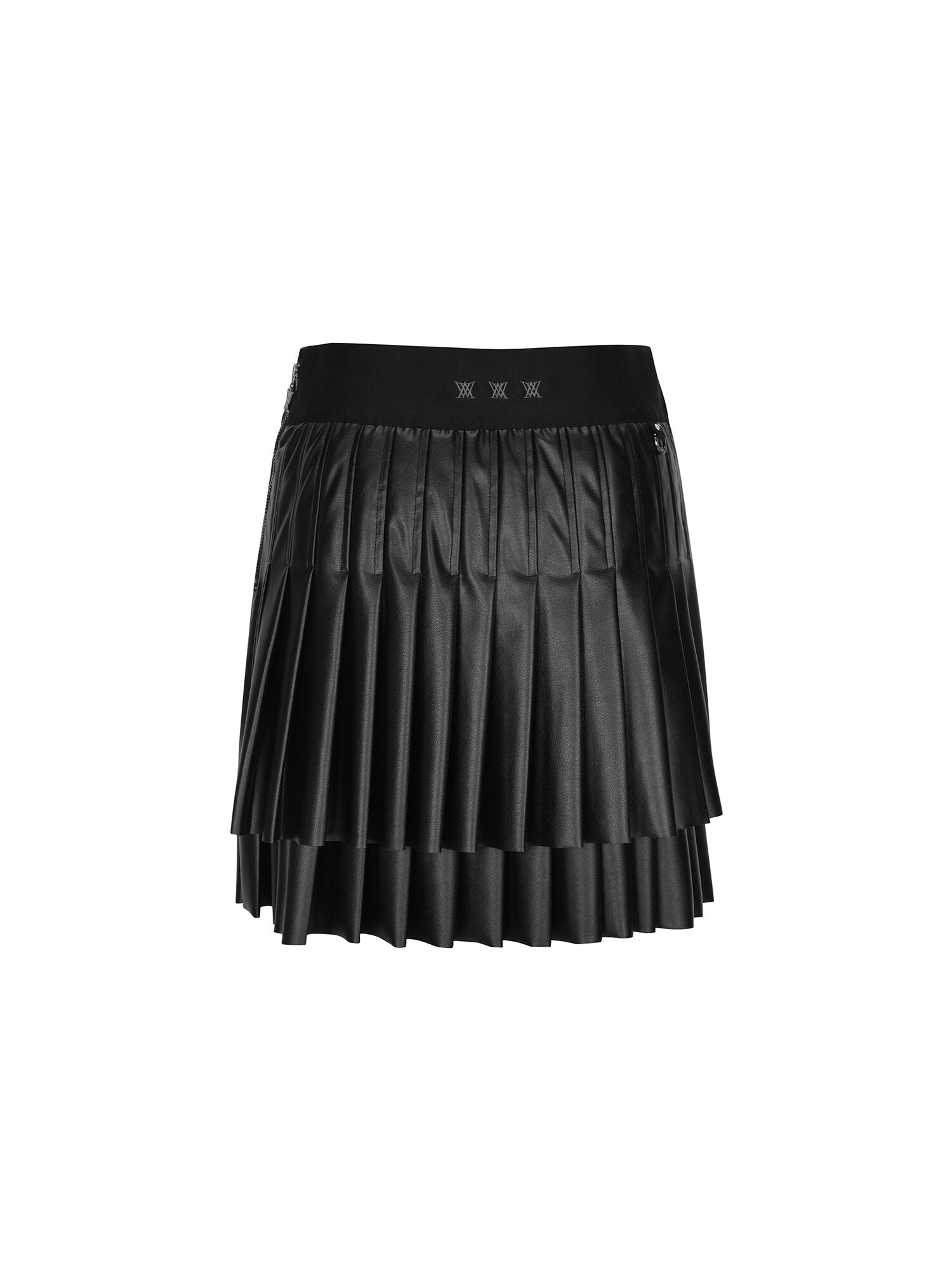 WOMEN FAUX LEATHER DOUBLE PLEATS SQ
