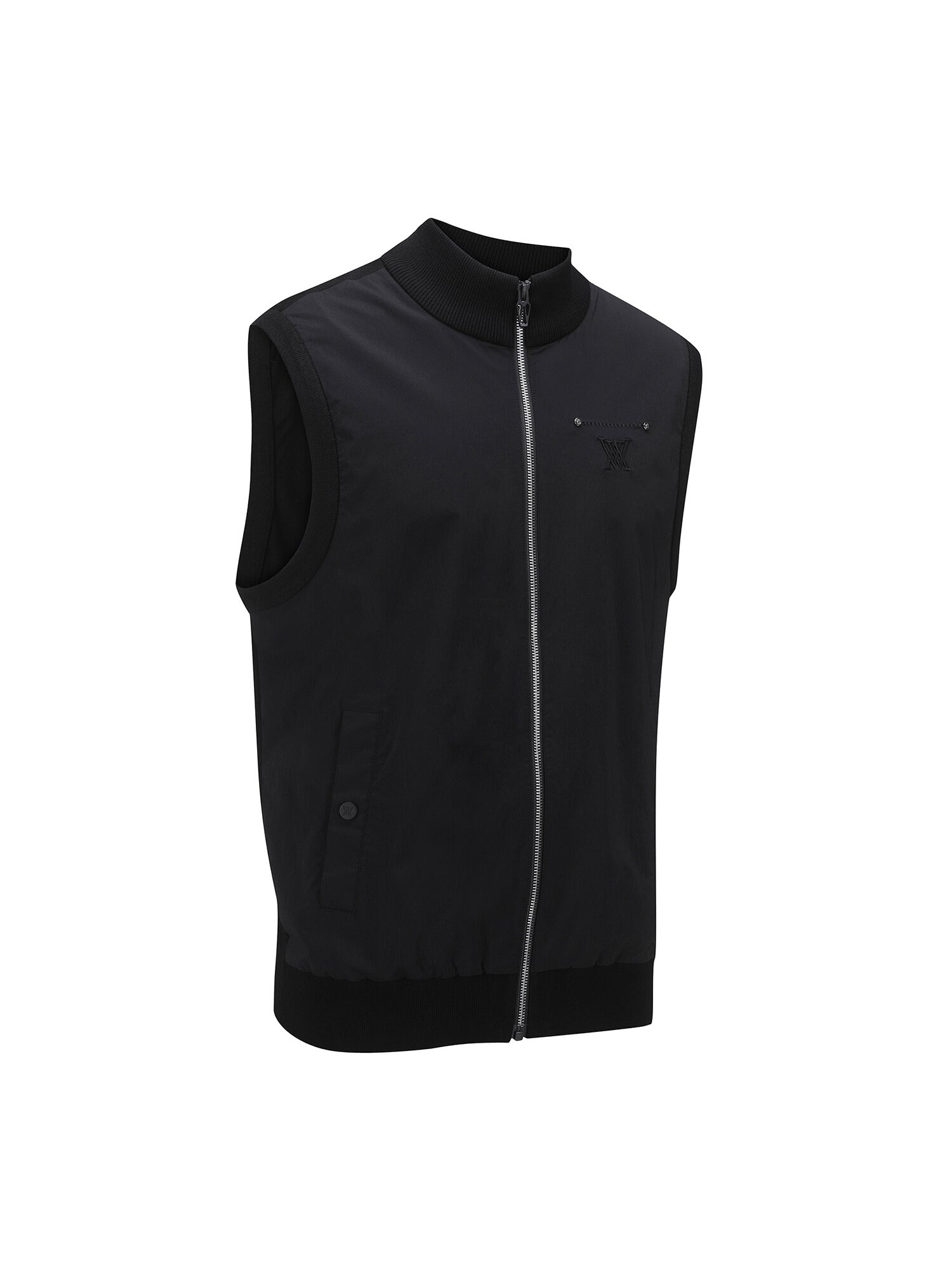 MEN WOOVEN MIXED KNIT VEST